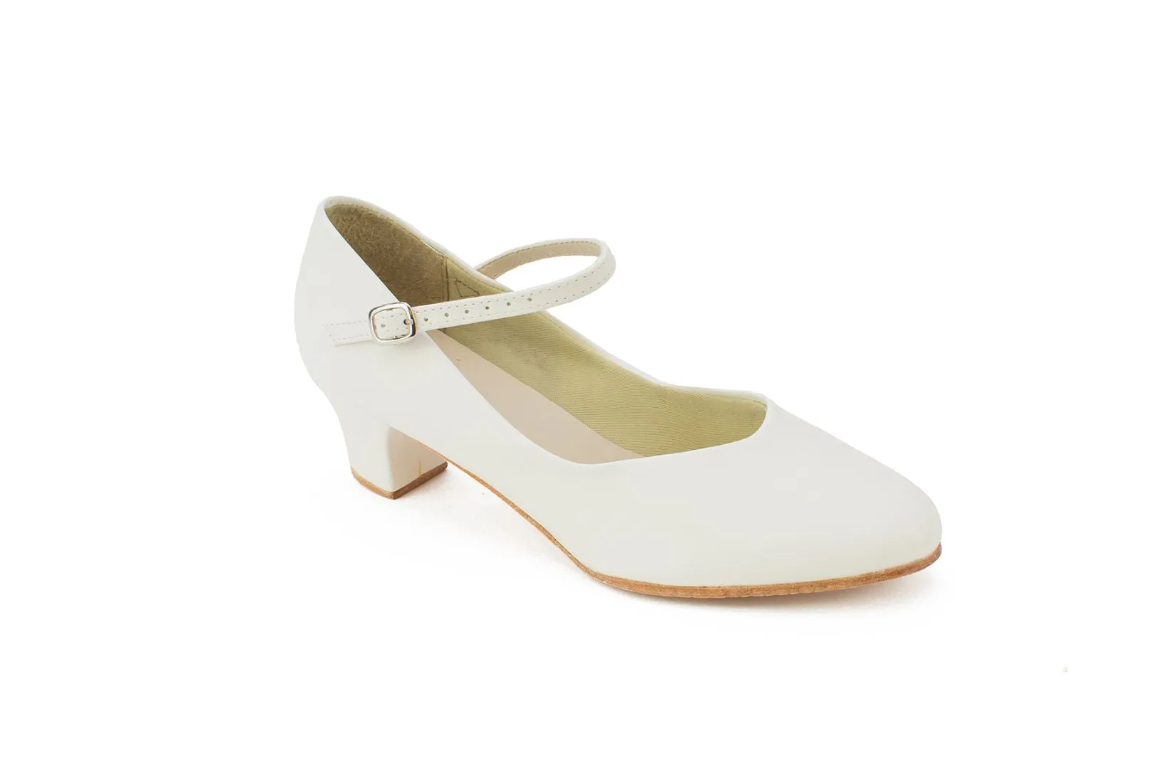 1.5" Amaya -- Instep Strap Character Shoe -- White