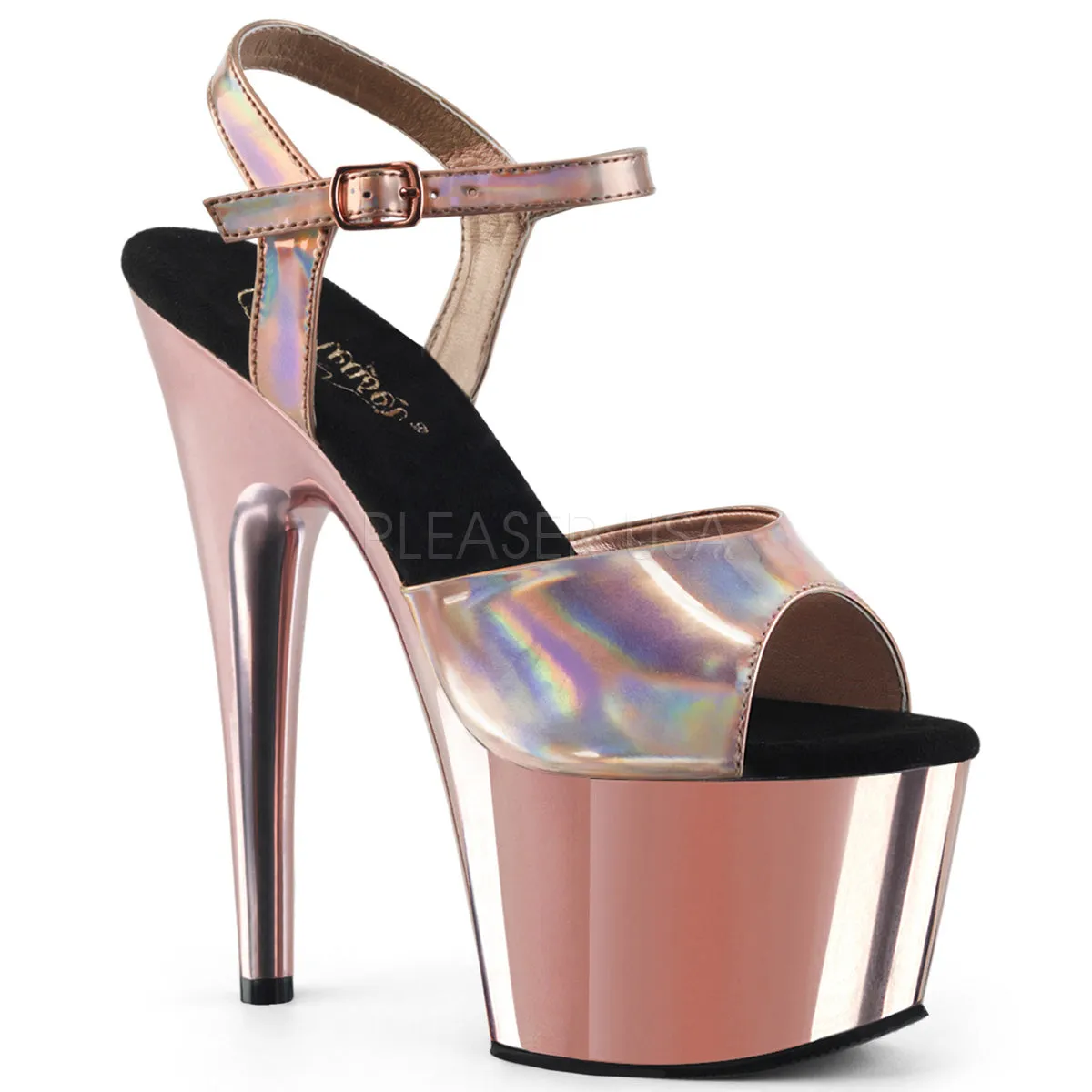 Adore-709HGCH Metallic Rose Gold Straps/Rose Gold Chrome, 7" Heels