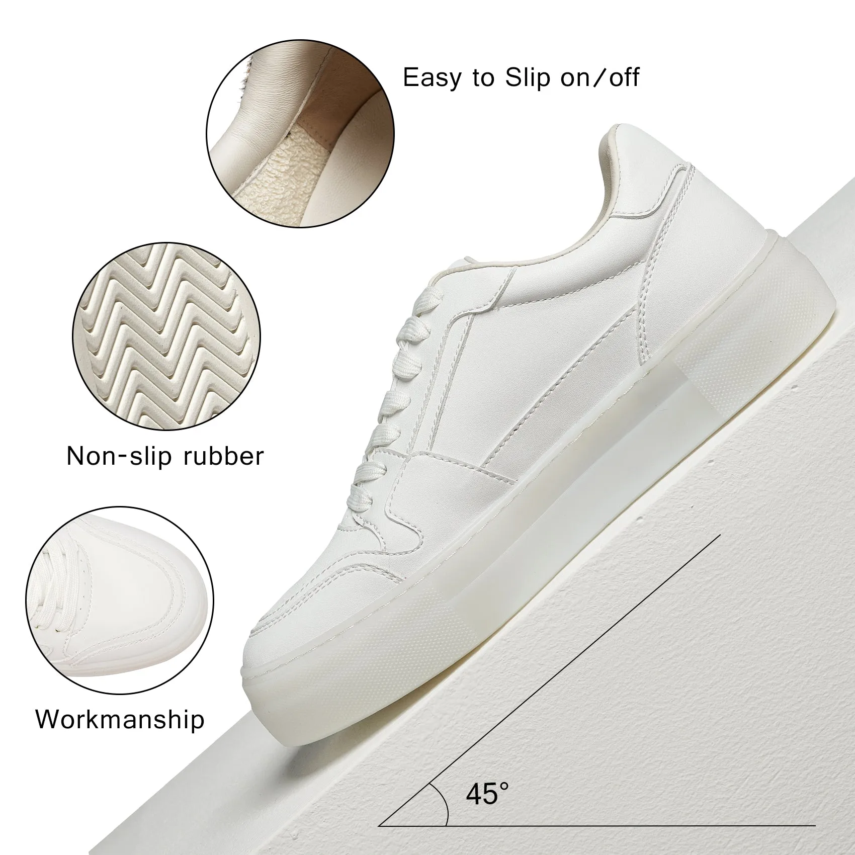 AiciBerllucci ZOY3 Women's Casual Sneakers, White Leather Sneakers, Platform Sneakers for Women, Comfortable Sneakers, White Fashion Sneakers for Women