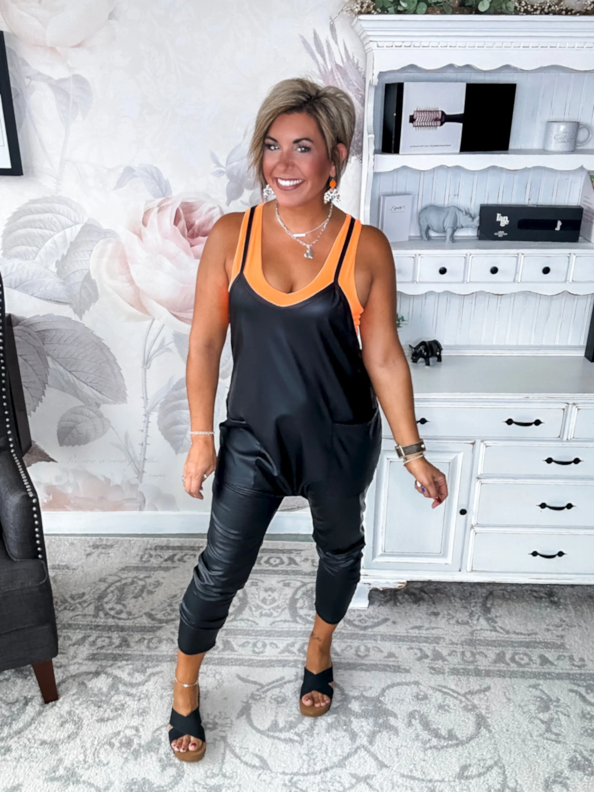 Anything Goes Vegan Leather Jumpsuit