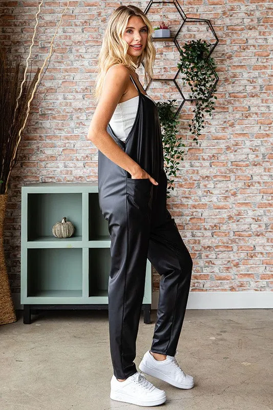 Anything Goes Vegan Leather Jumpsuit