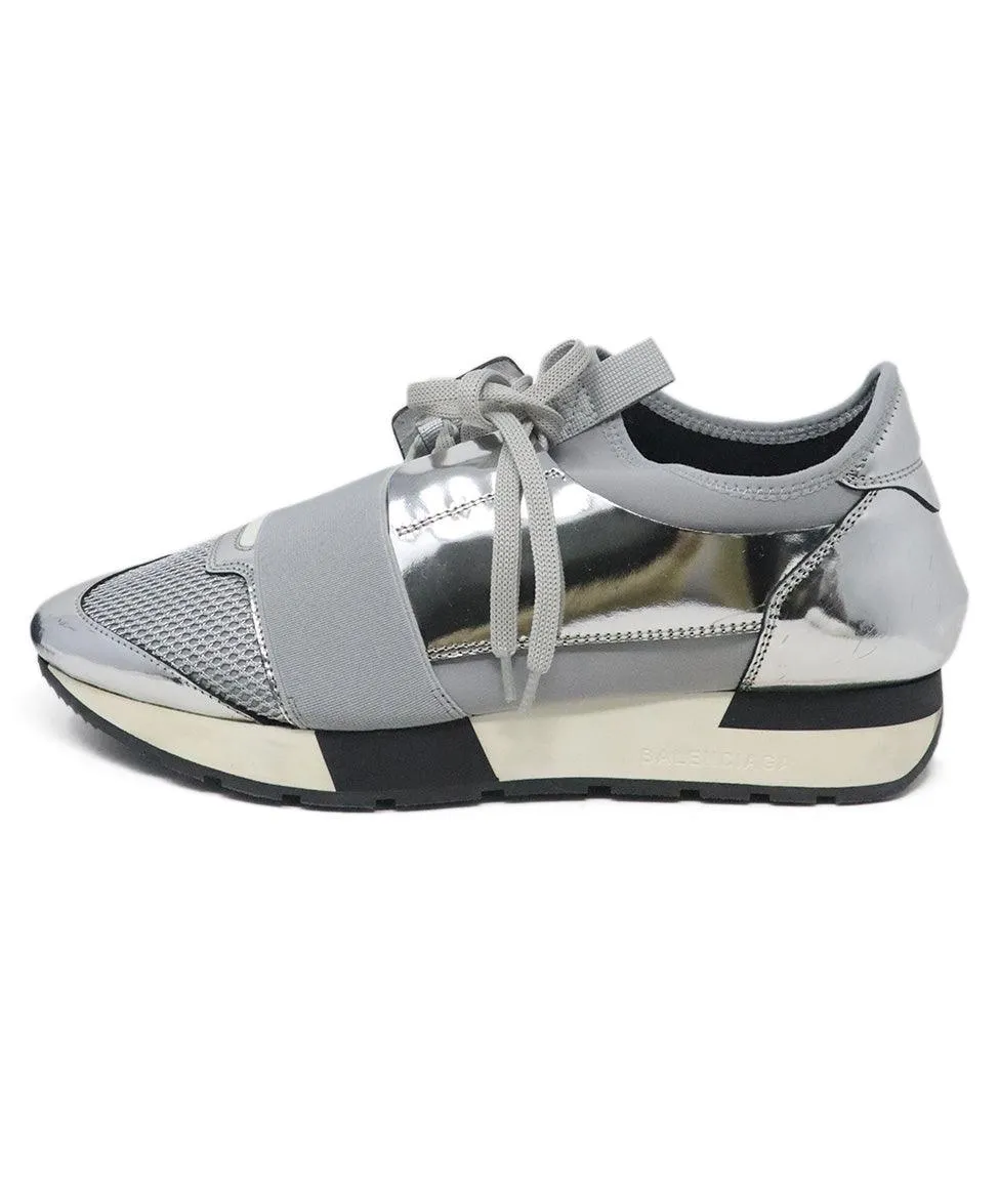 Balenciaga Grey Mesh & Silver Sneakers sz 10