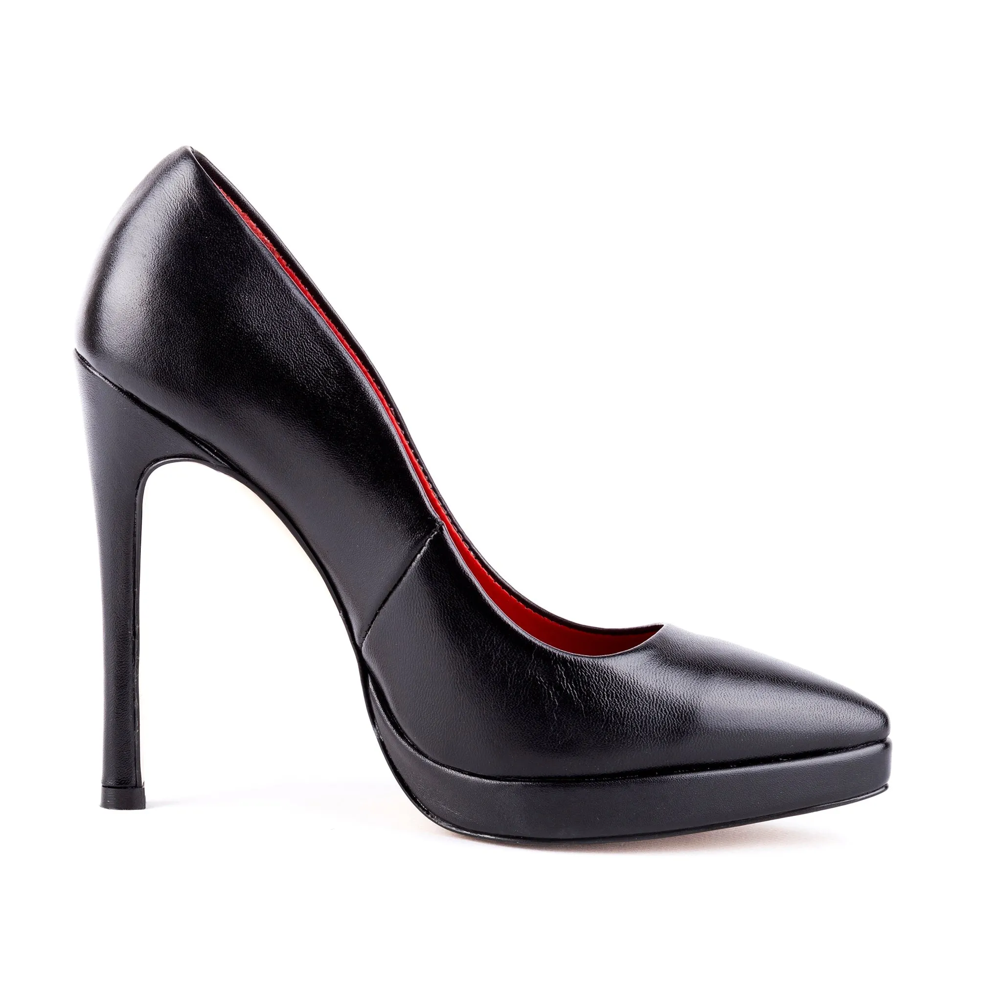 Black Genuine Leather Pointy Toe Stilettos