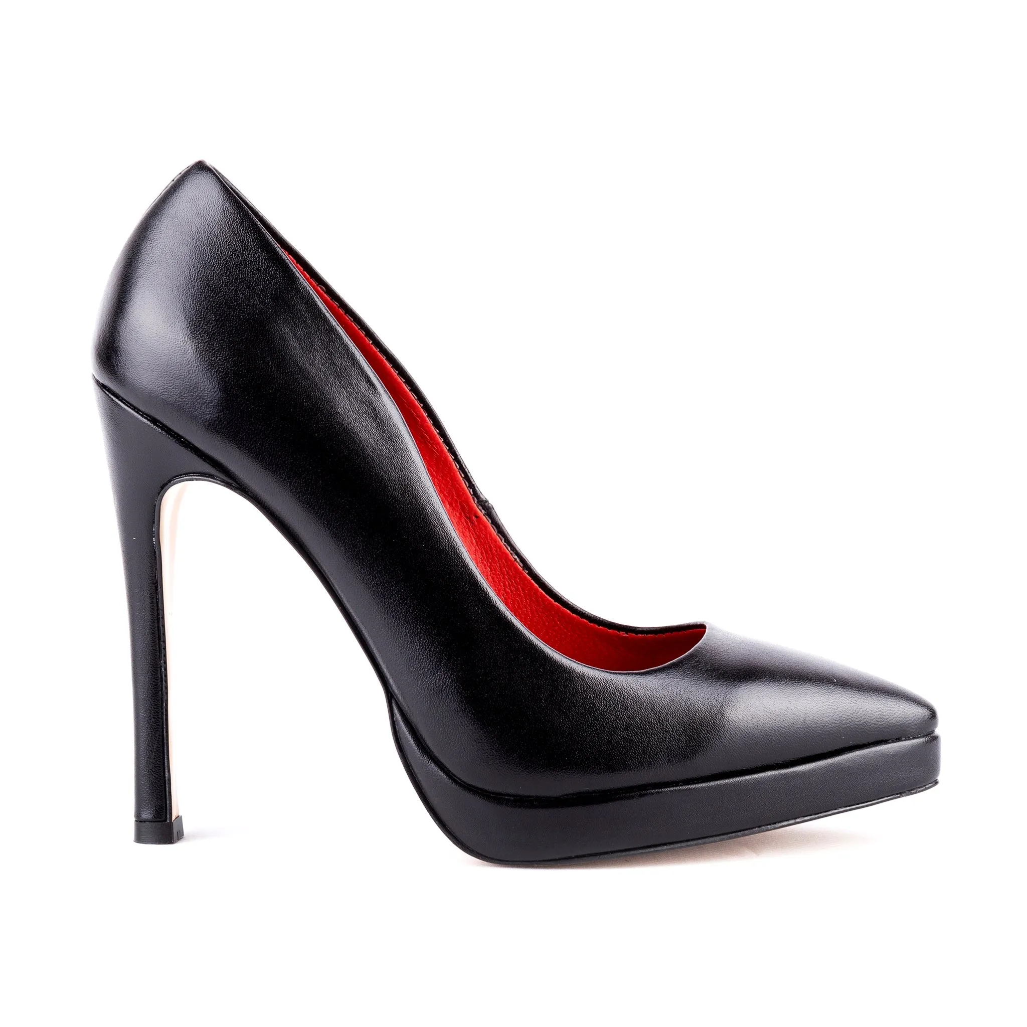 Black Genuine Leather Pointy Toe Stilettos