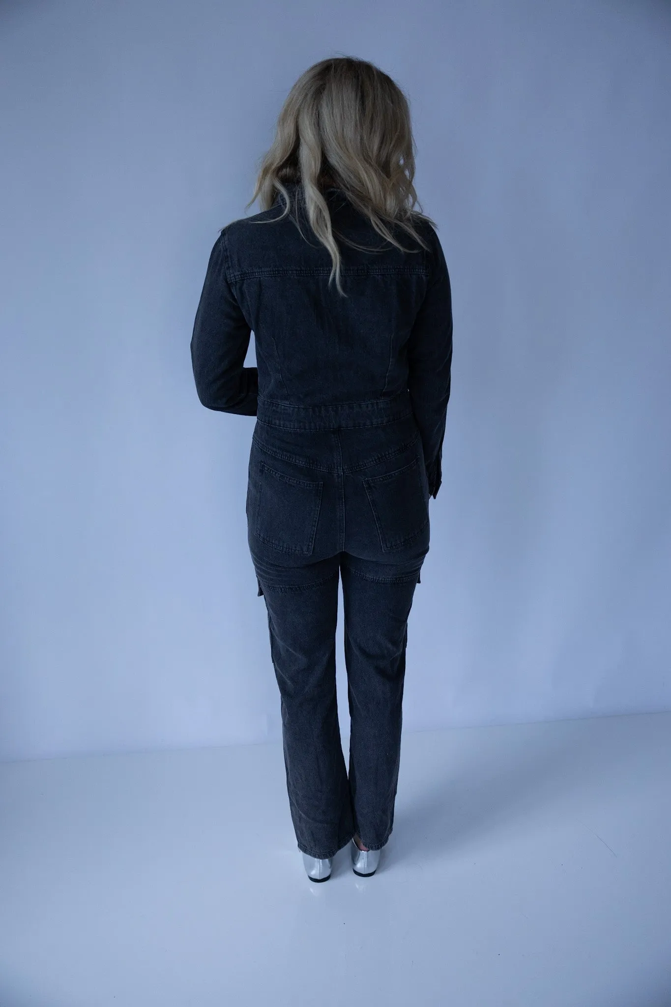 Charcoal Utility Denim Jumpsuit