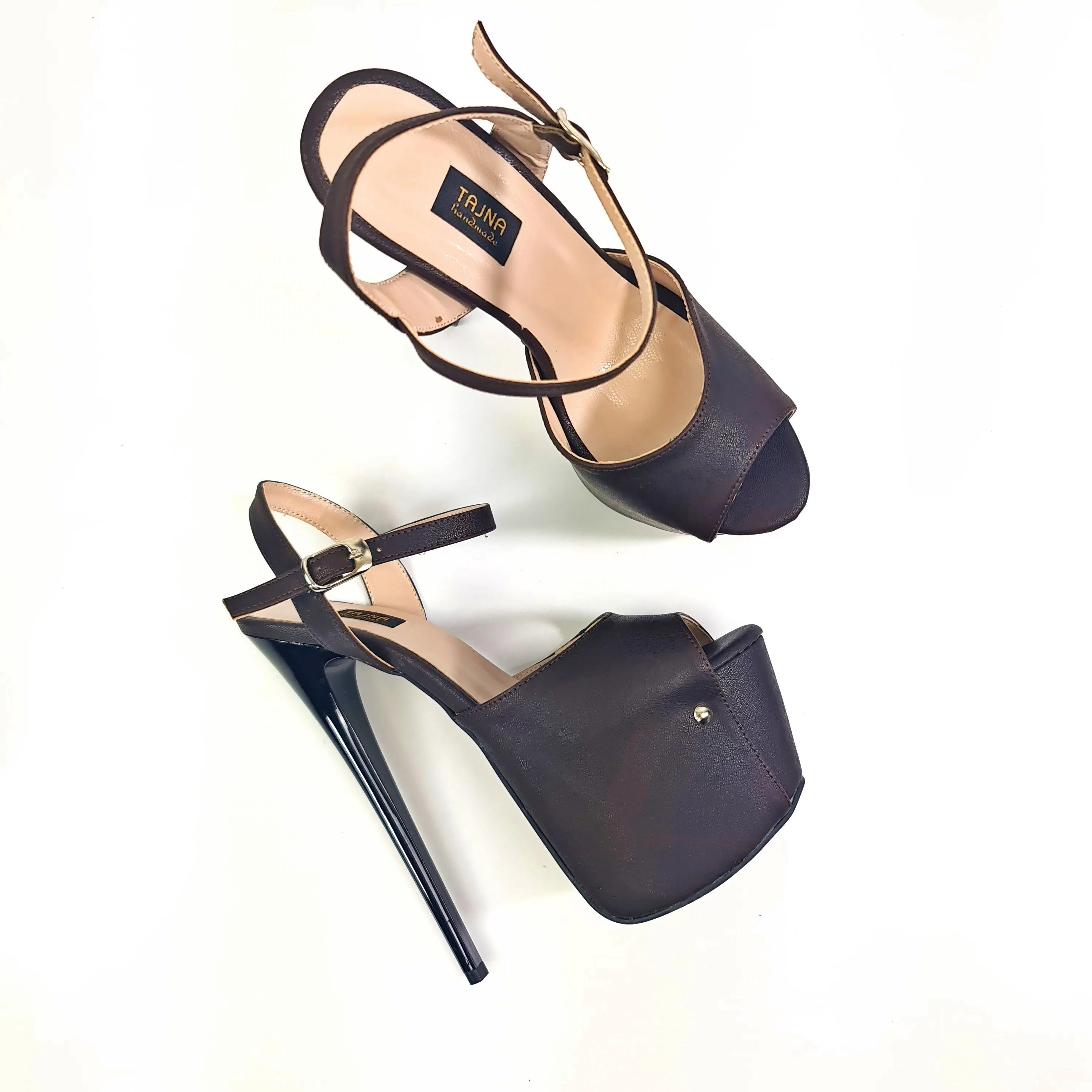 Chocolate Dark Brown Pencil Heel Sandals