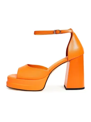 Classic Open Toe High Heels Sandals - Orange