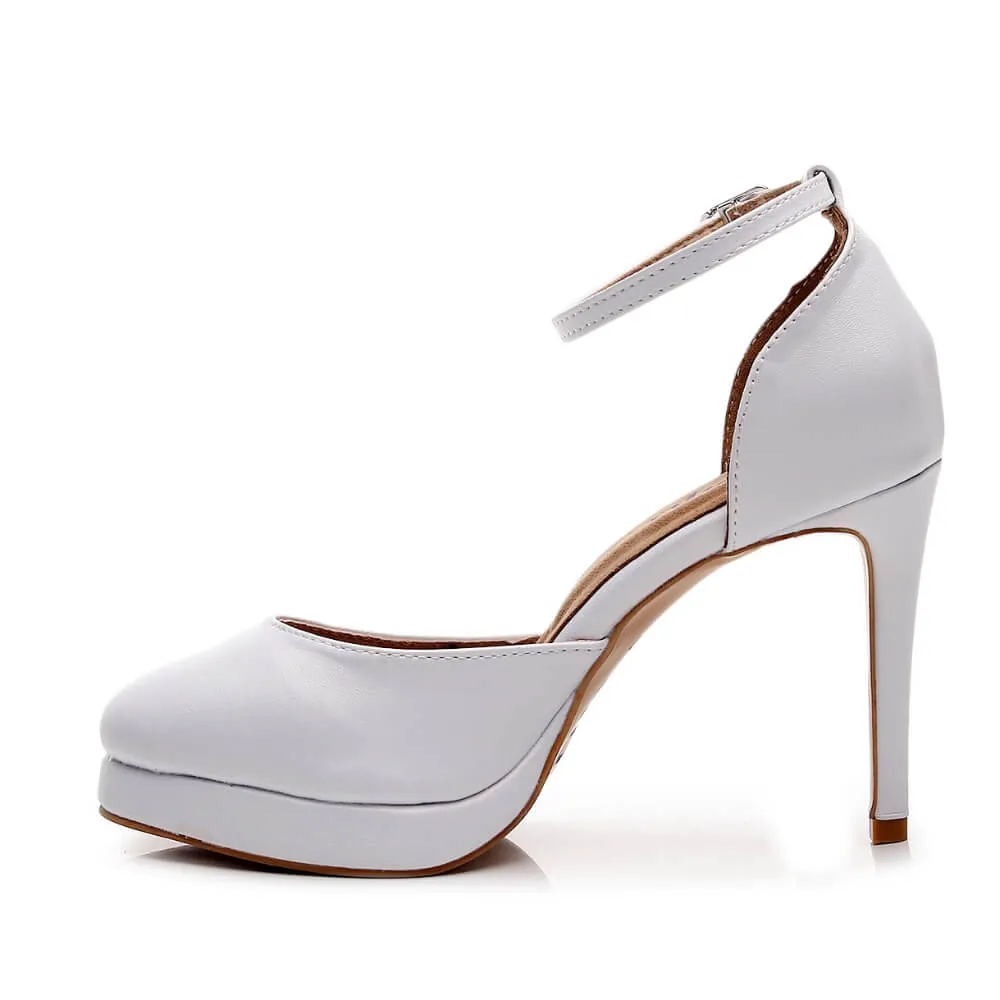 Claudette - White Satin - Street Sole