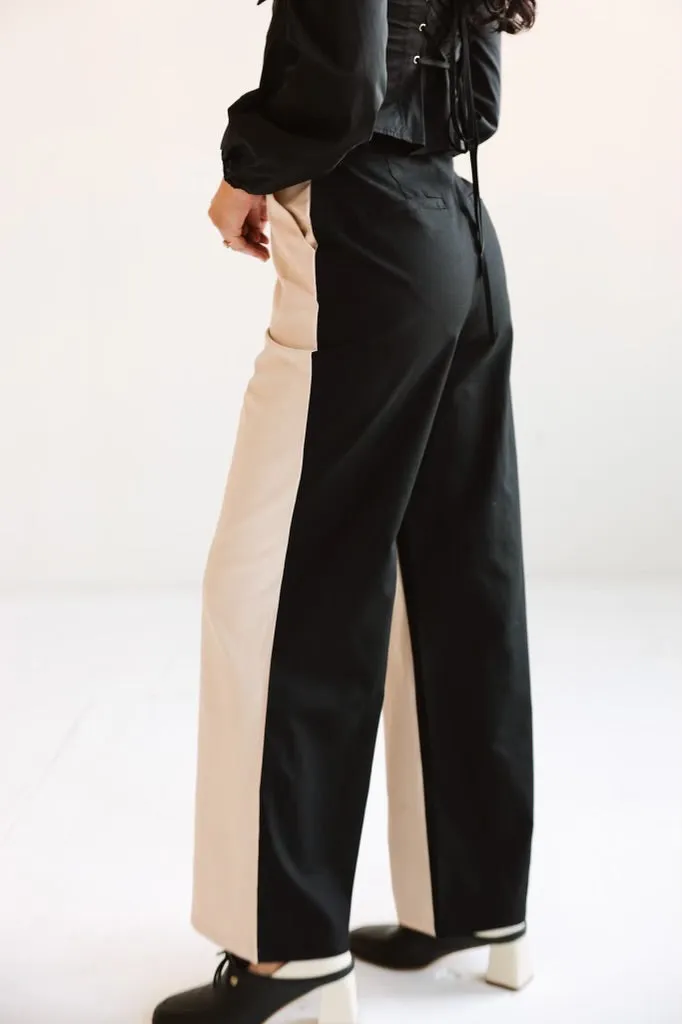 Contrast Stripe Wide-Leg Trousers