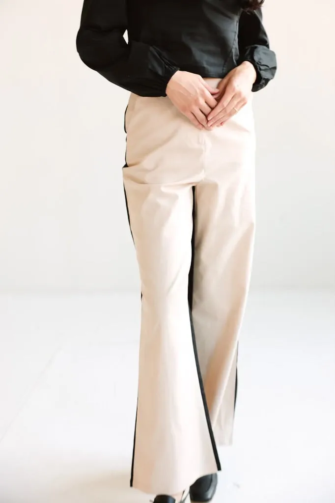 Contrast Stripe Wide-Leg Trousers