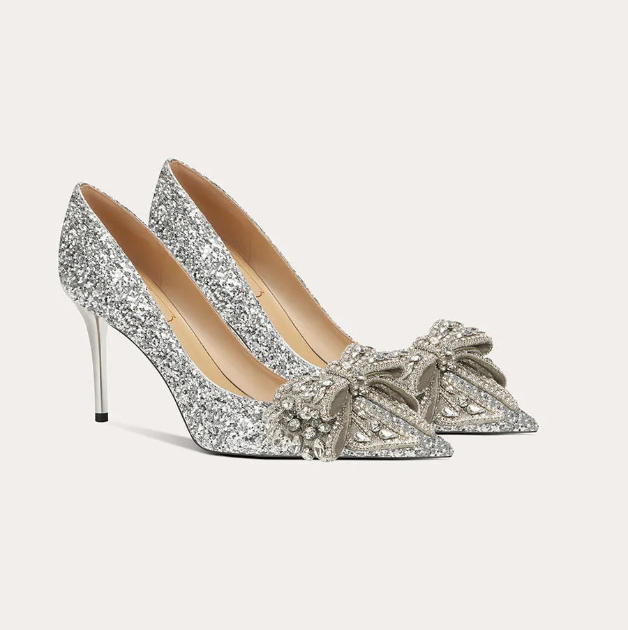 Elegant High Heels with Diamonds Wedding Shoes