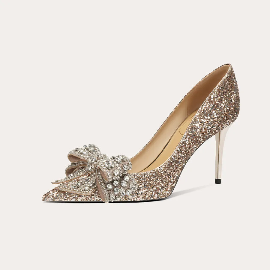 Elegant High Heels with Diamonds Wedding Shoes