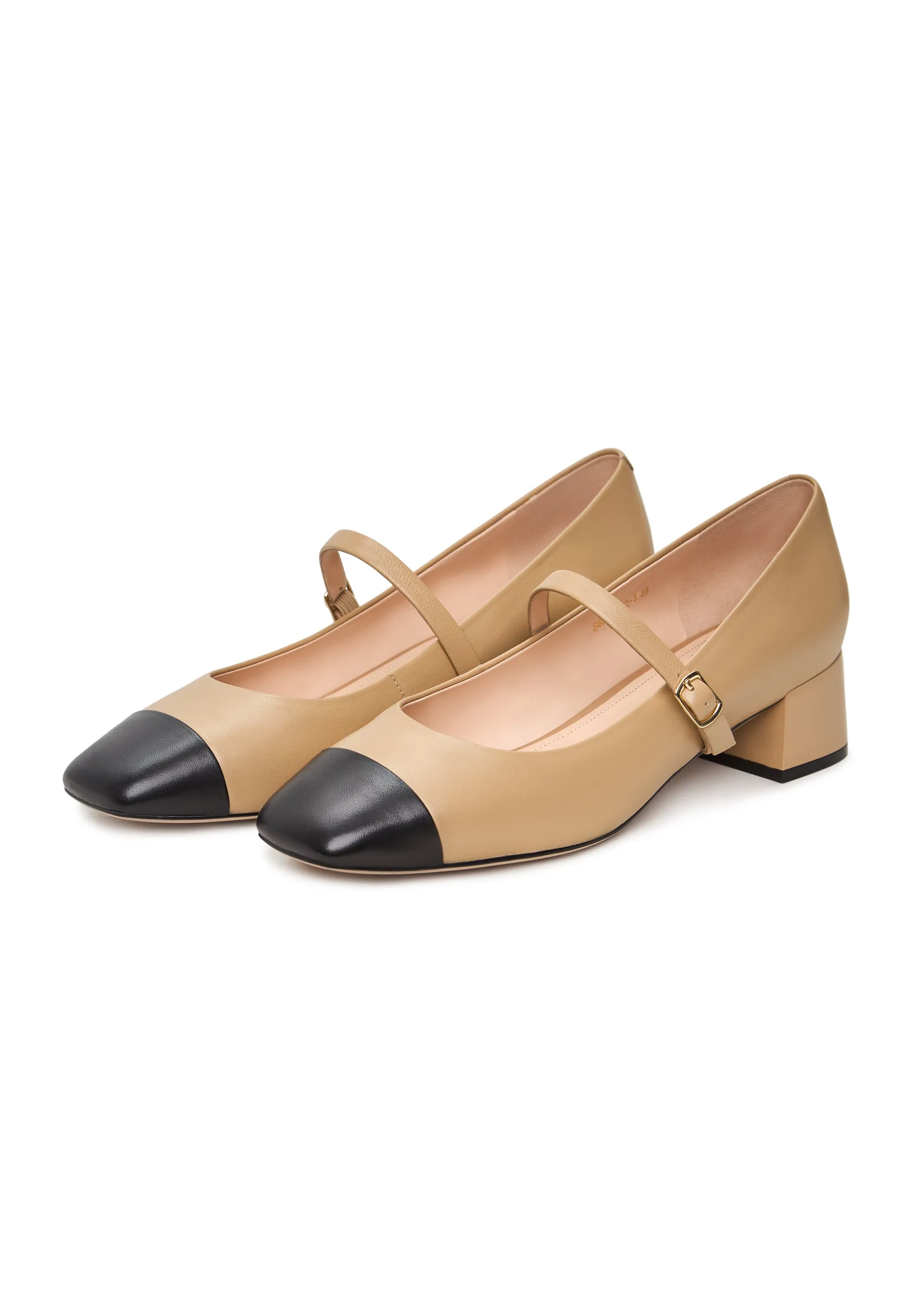 Elegant Mary Jane Heels Briar - Beige and Black