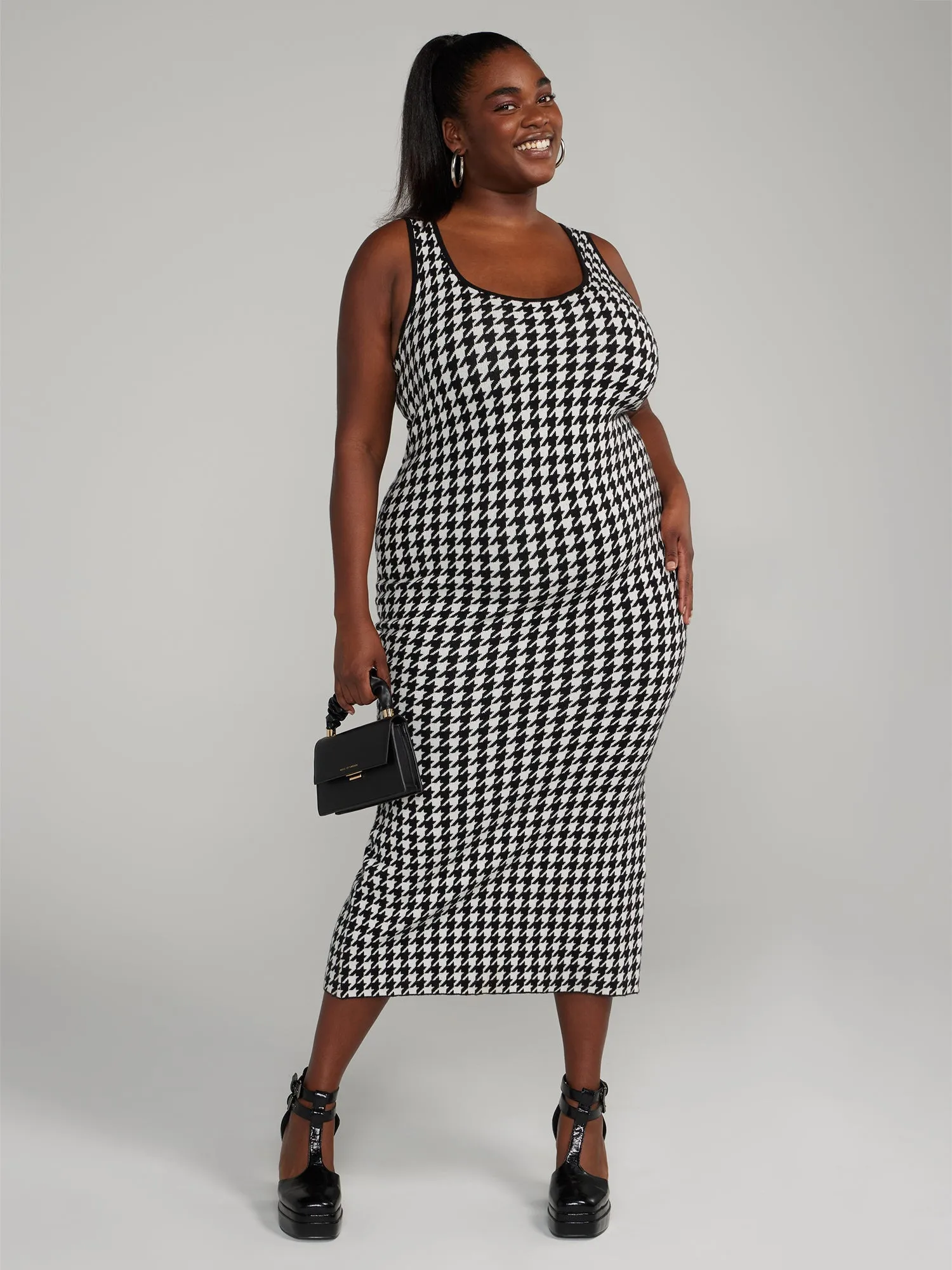 Fashion To Figure - Houndstooth Bodycon Sweater Dress