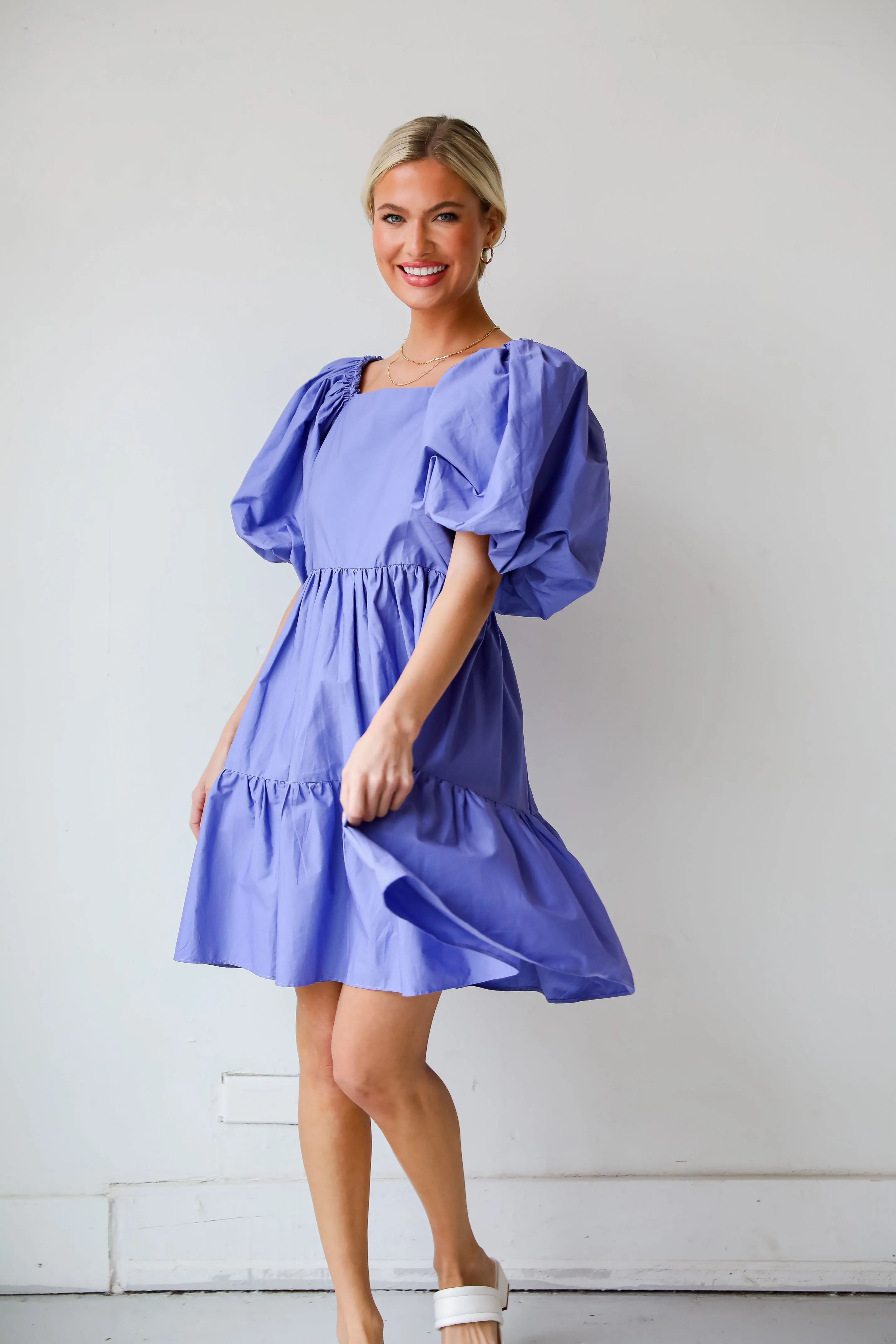 FINAL SALE - Dreamiest Darling Lilac Puff Sleeve Babydoll Mini Dress