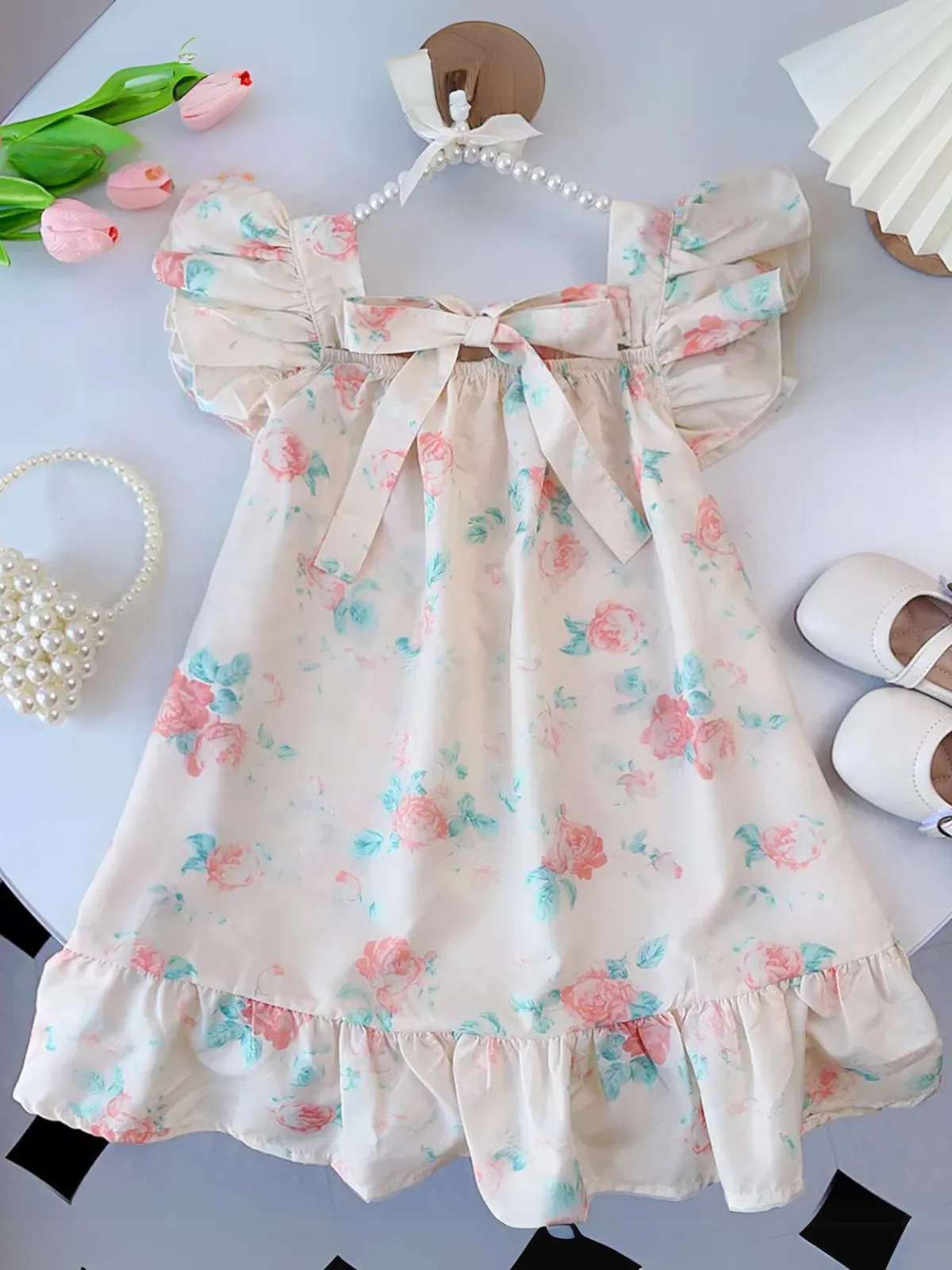 Girls Blossom Bow Tie Summer Dress