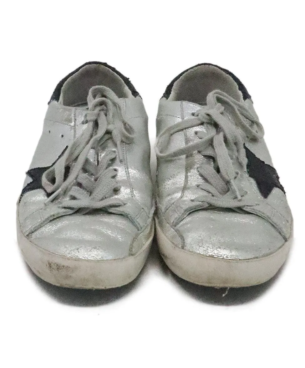 Golden Goose Silver & Black Sneakers sz 7