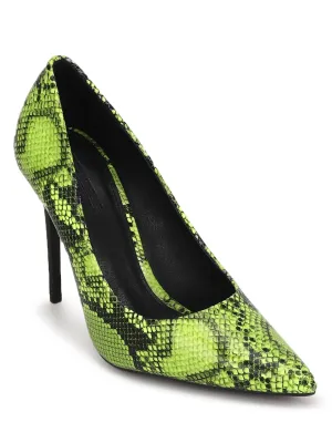 Green Snake Pattern High Heel Pumps