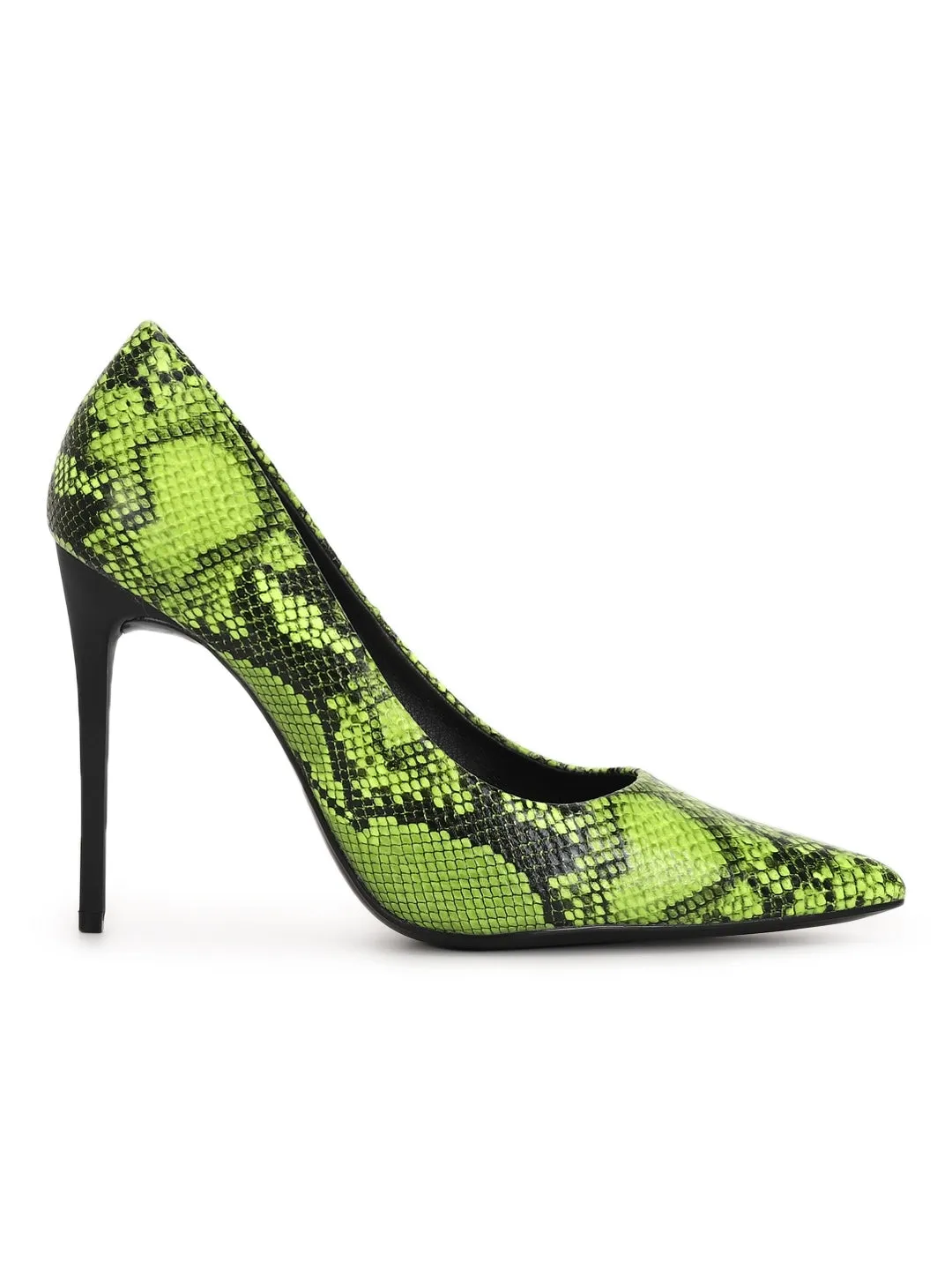 Green Snake Pattern High Heel Pumps