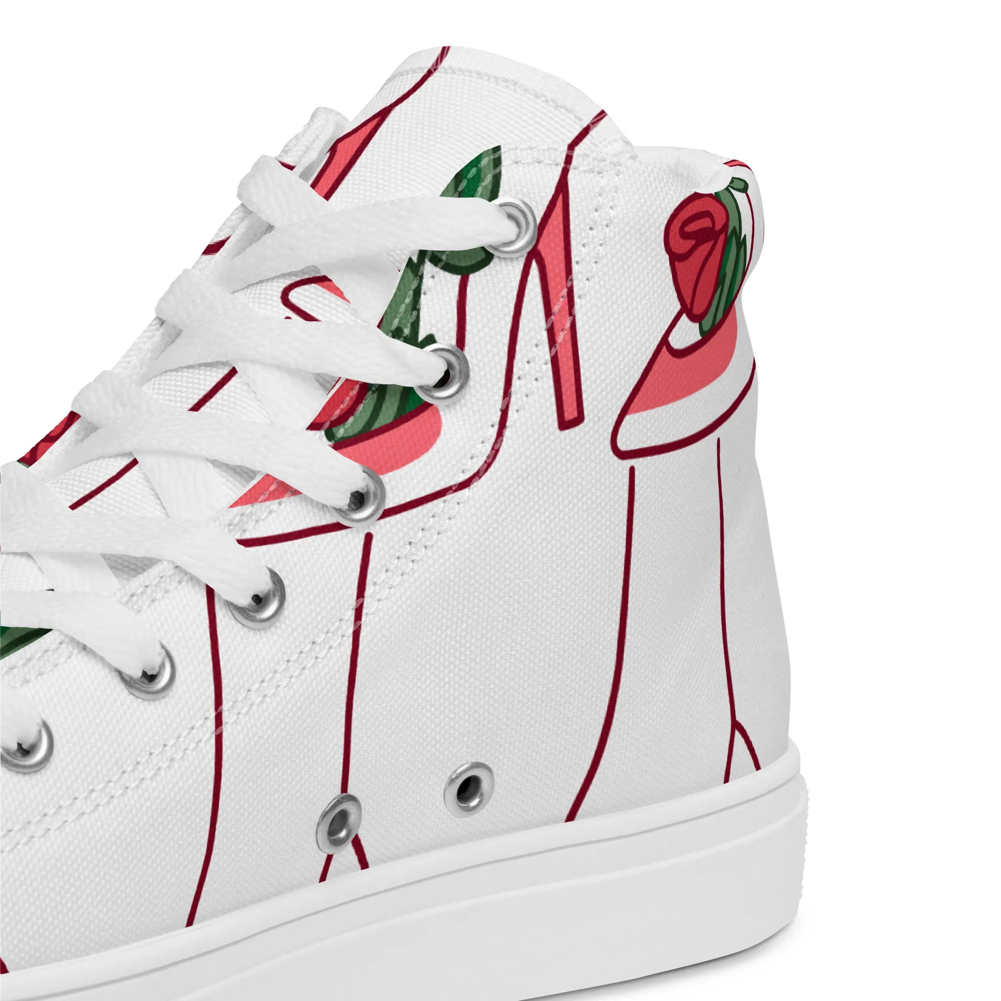 High Top Sneaker Woman with Abstract Rose Shoe Pattern - Charlotte