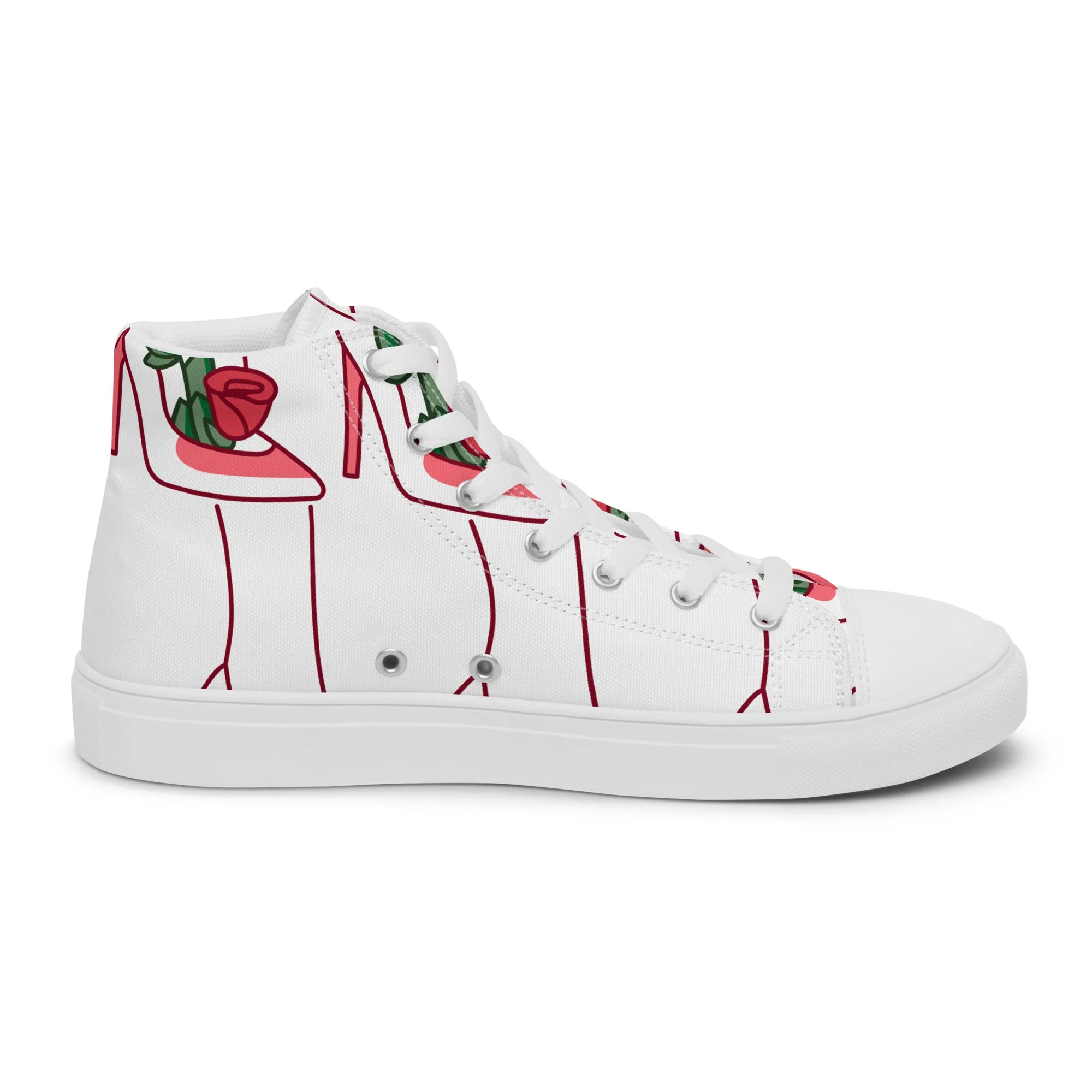 High Top Sneaker Woman with Abstract Rose Shoe Pattern - Charlotte