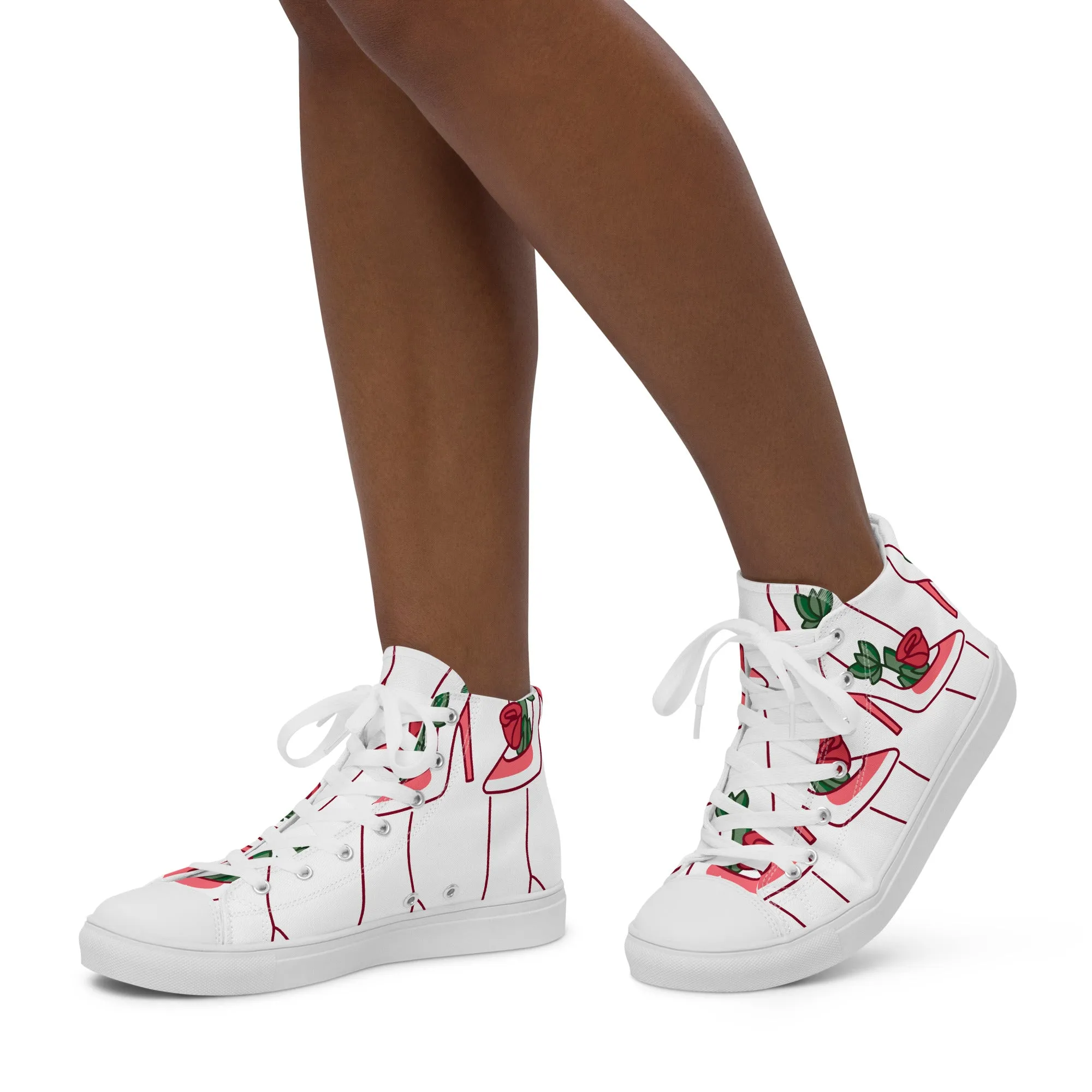 High Top Sneaker Woman with Abstract Rose Shoe Pattern - Charlotte