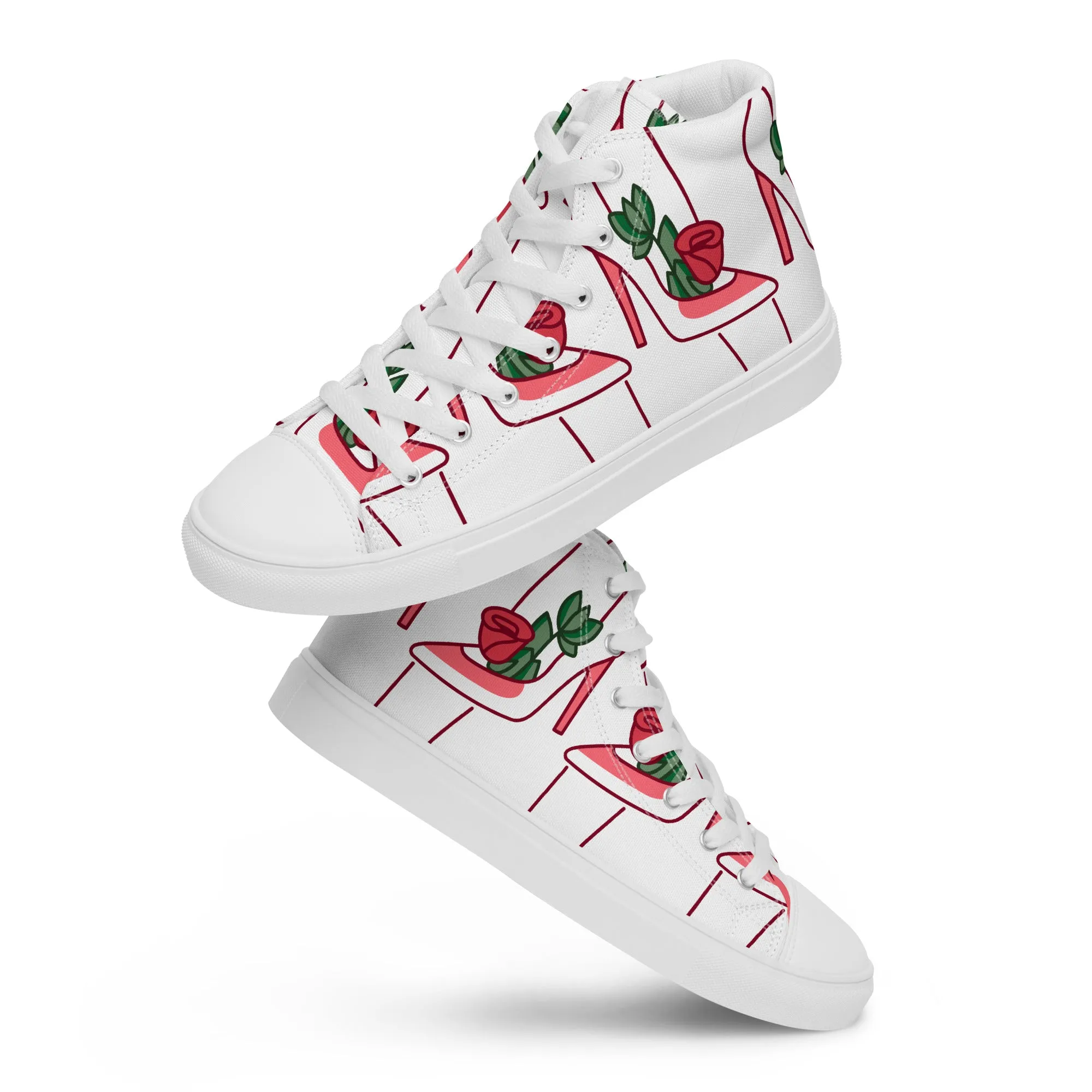 High Top Sneaker Woman with Abstract Rose Shoe Pattern - Charlotte