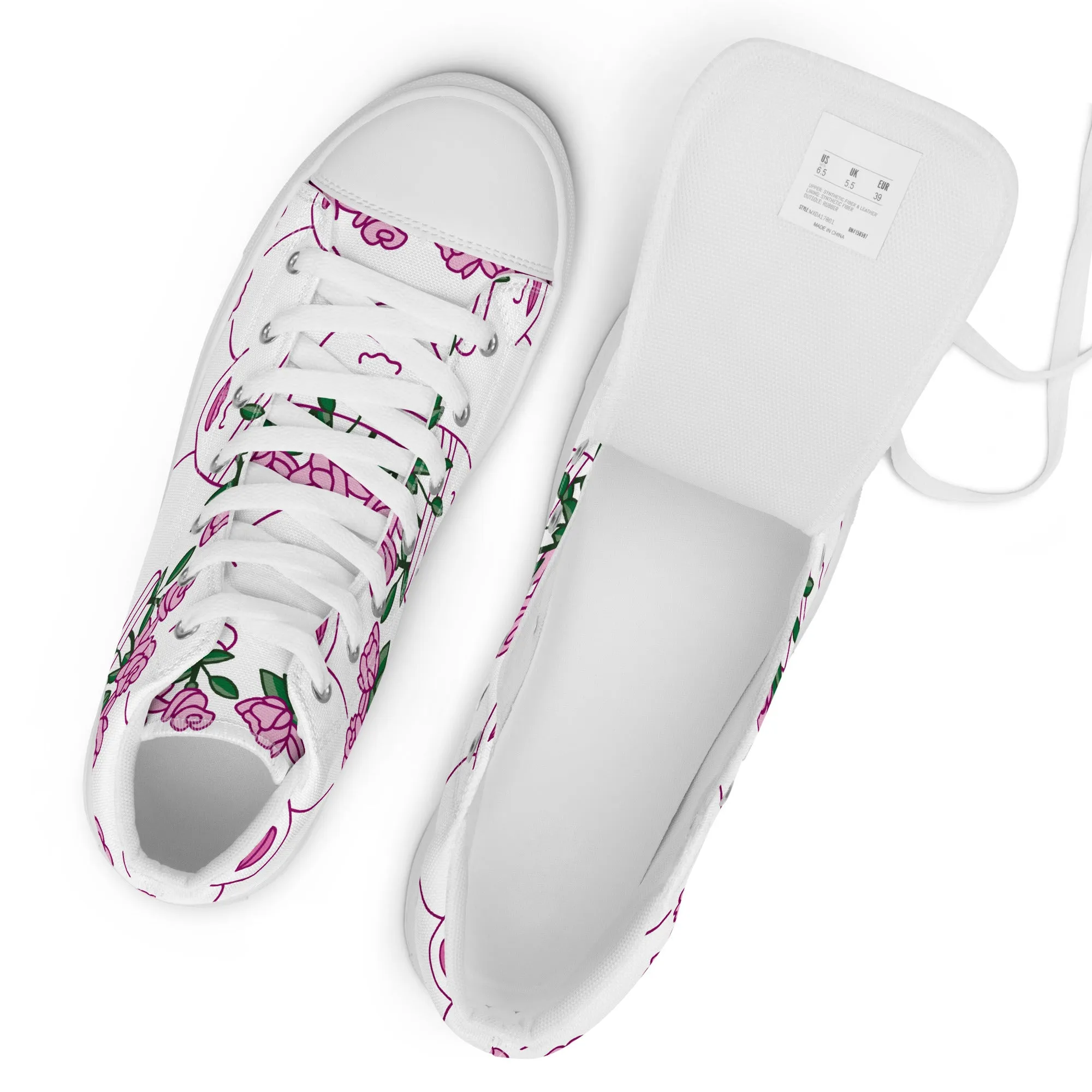 High Top Sneaker Women with Abstract Rose Pattern - Penelope