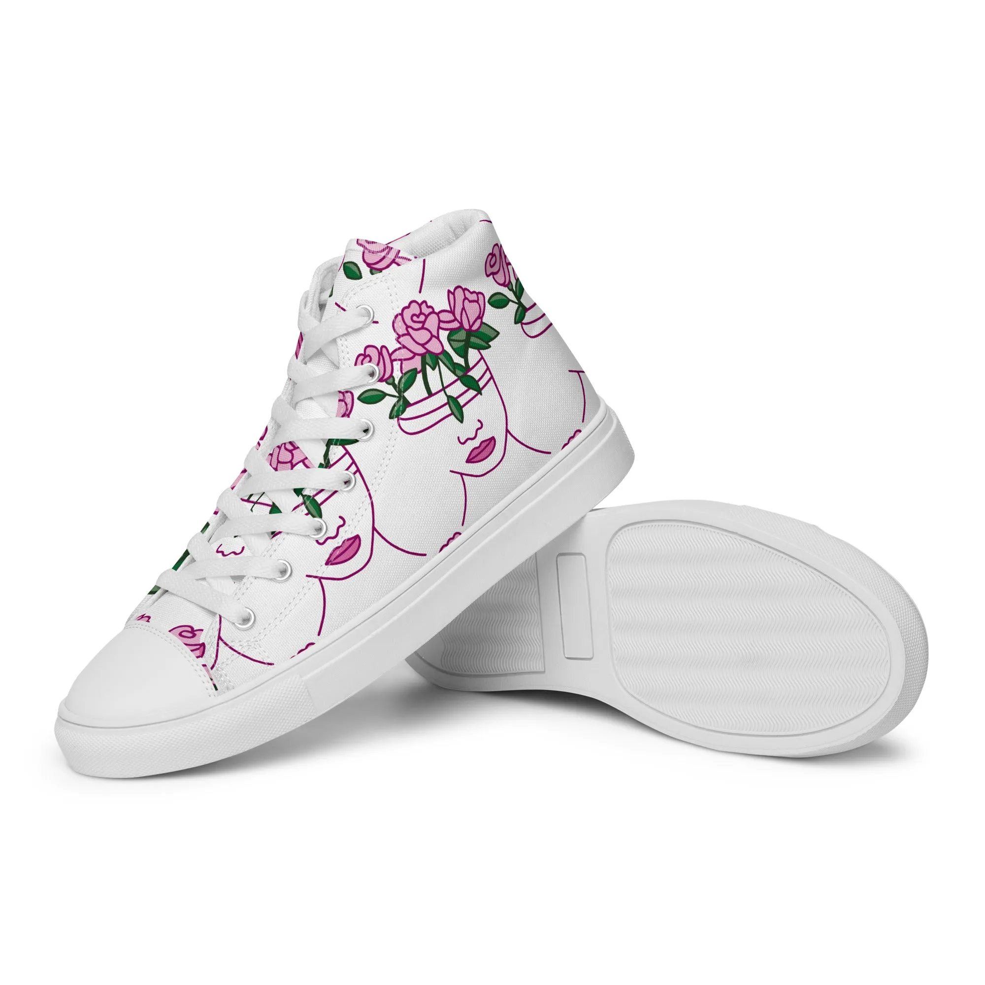 High Top Sneaker Women with Abstract Rose Pattern - Penelope