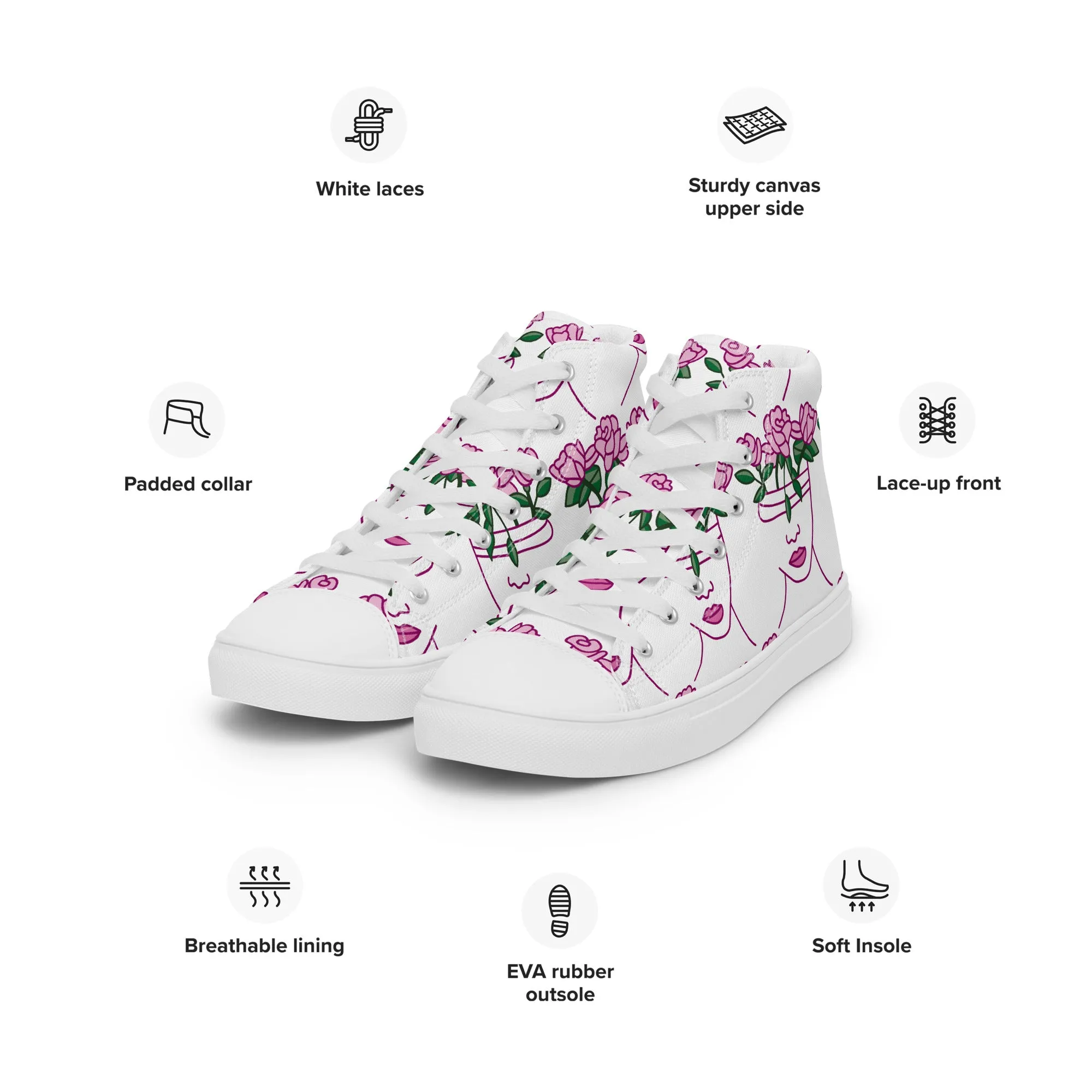 High Top Sneaker Women with Abstract Rose Pattern - Penelope