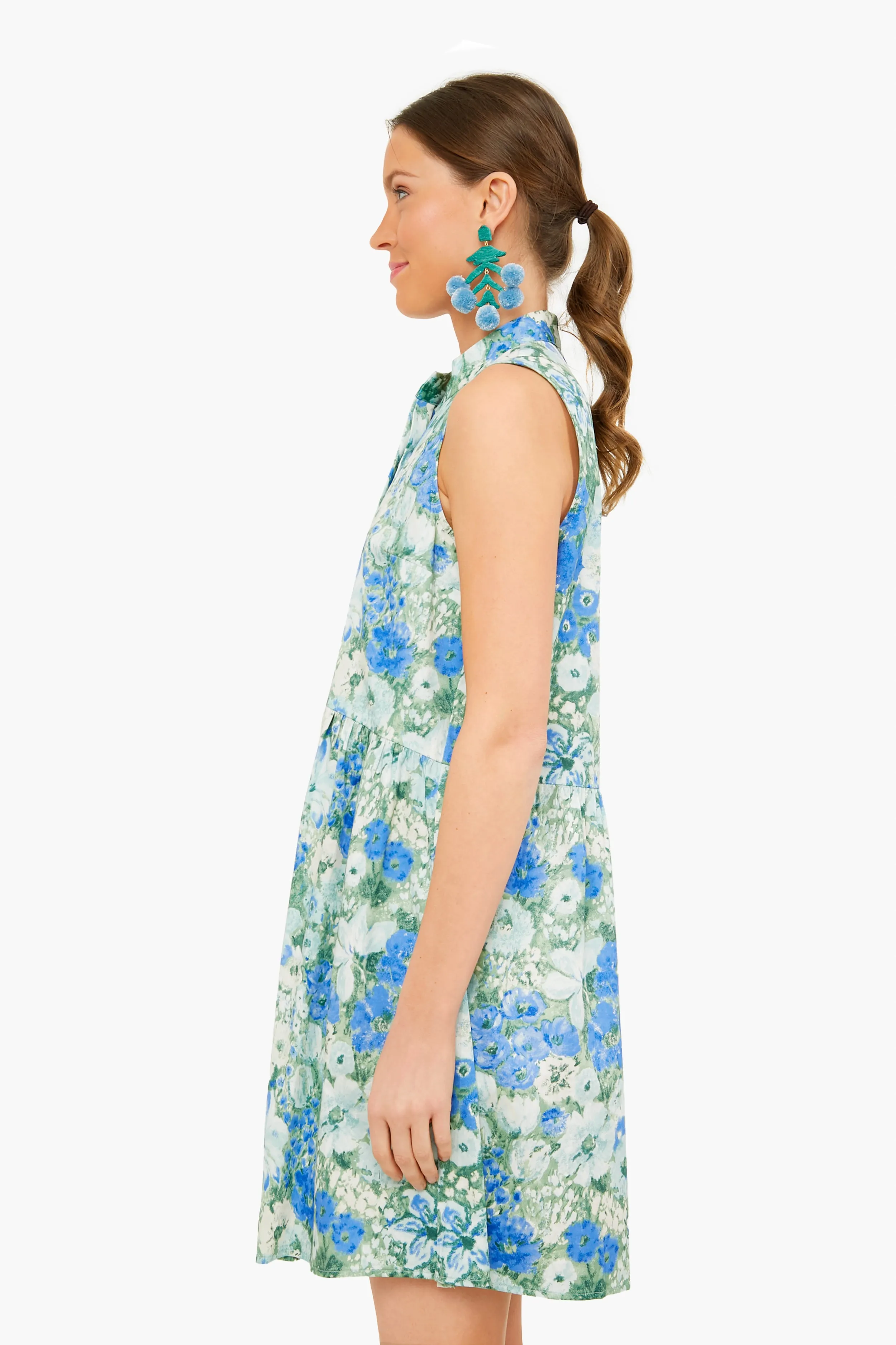 Jardin De Fleurs Sleeveless Royal Shirt Dress