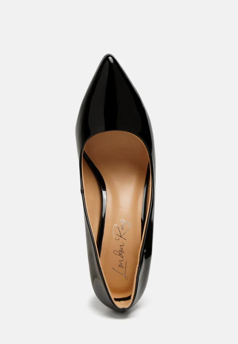 Kamira Patent Block Heeled Pumps