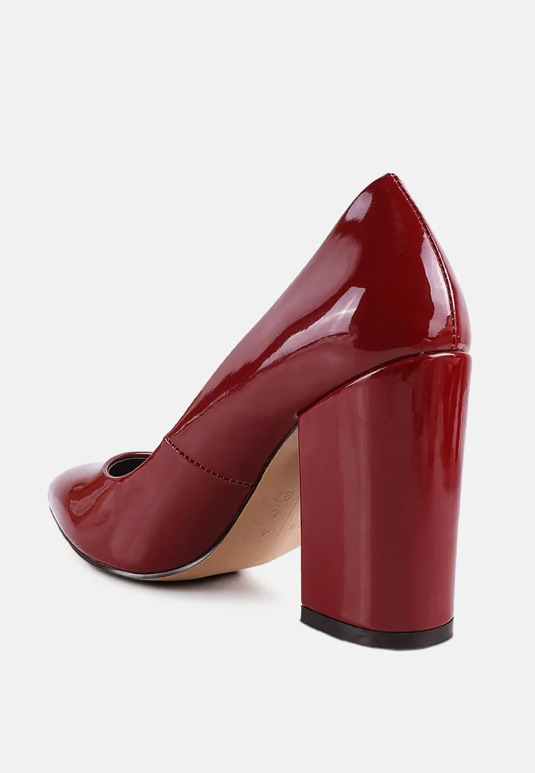 Kamira Patent Block Heeled Pumps