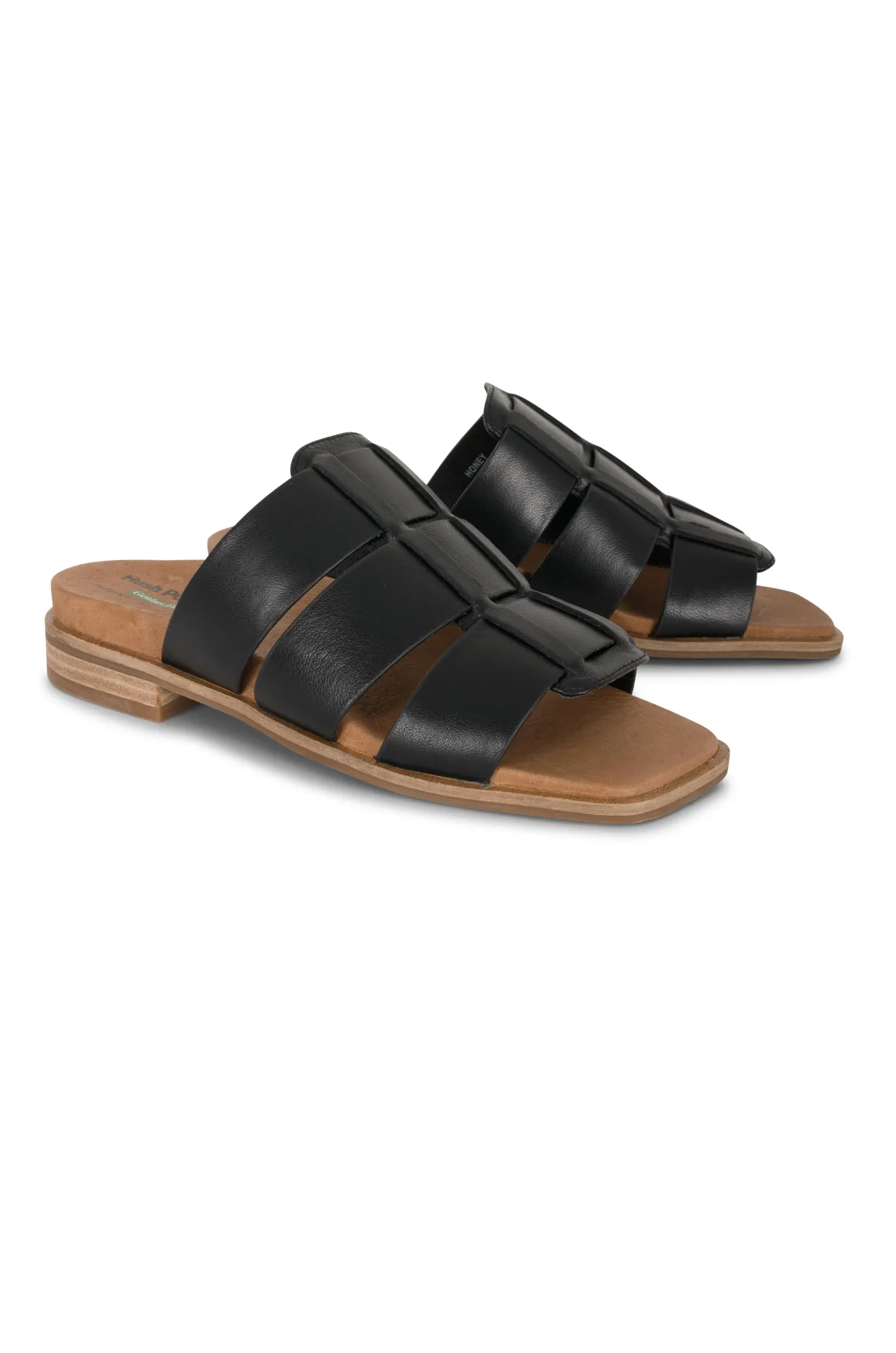 Leather Slip on Slide | Black | HONEY TT