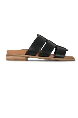 Leather Slip on Slide | Black | HONEY TT