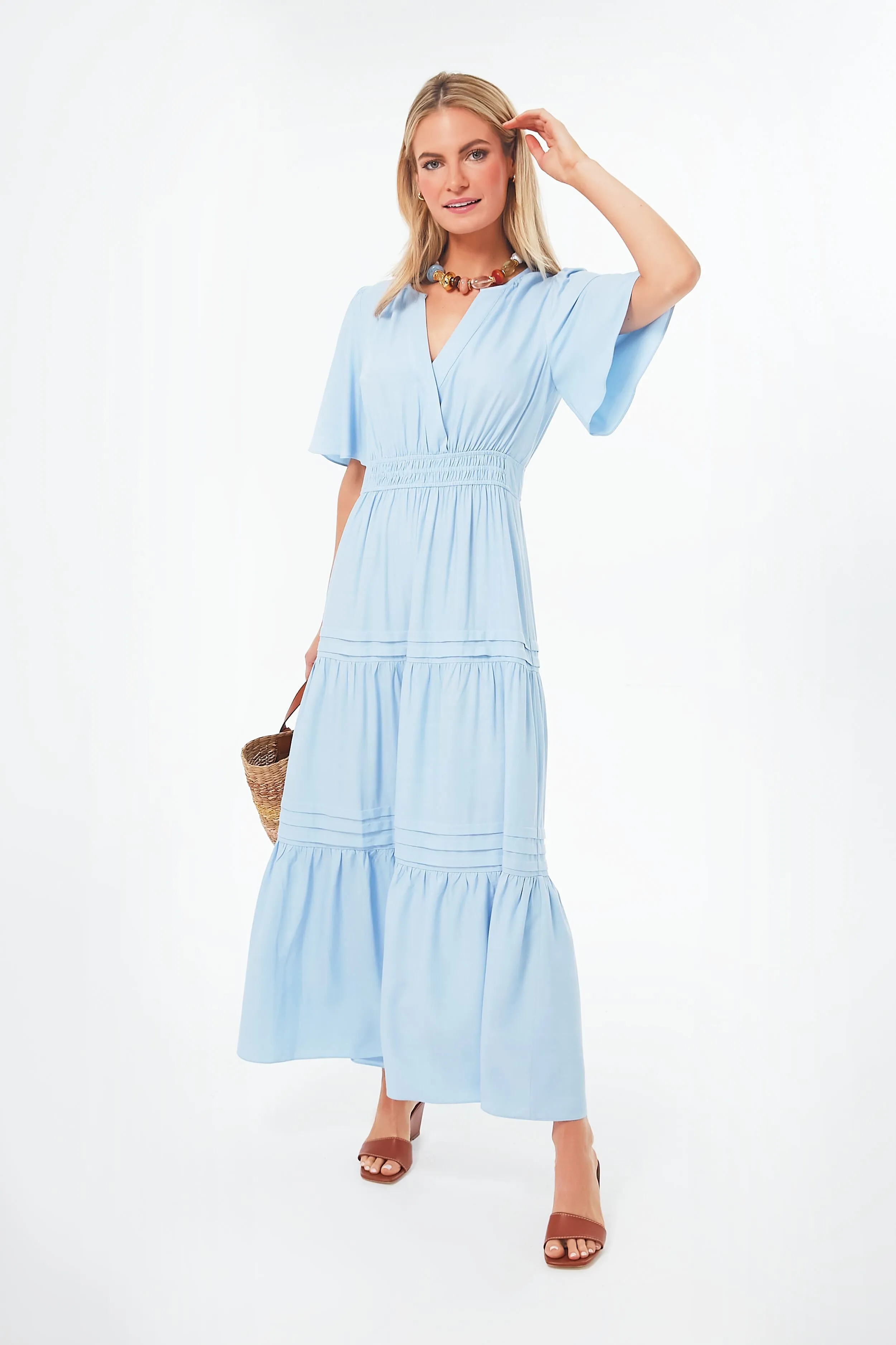 Light Blue Tiered Maxi Dress