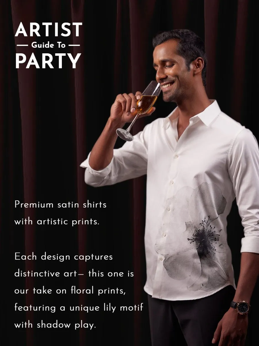 Lily Motif Party Shirt - Nocturnal