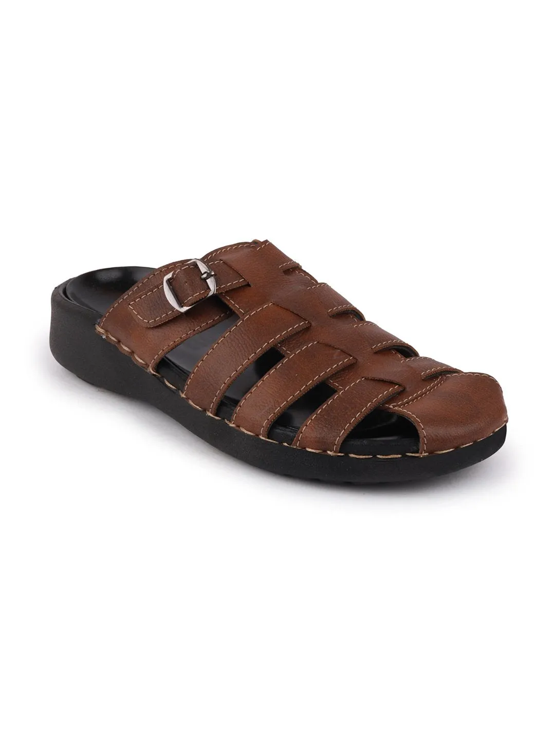 Men Brown Casual Slip-On Fishermen Sandals