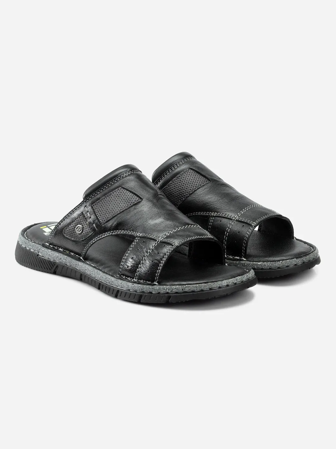 Men's Black Slip On Casual Sandal (ID4105)