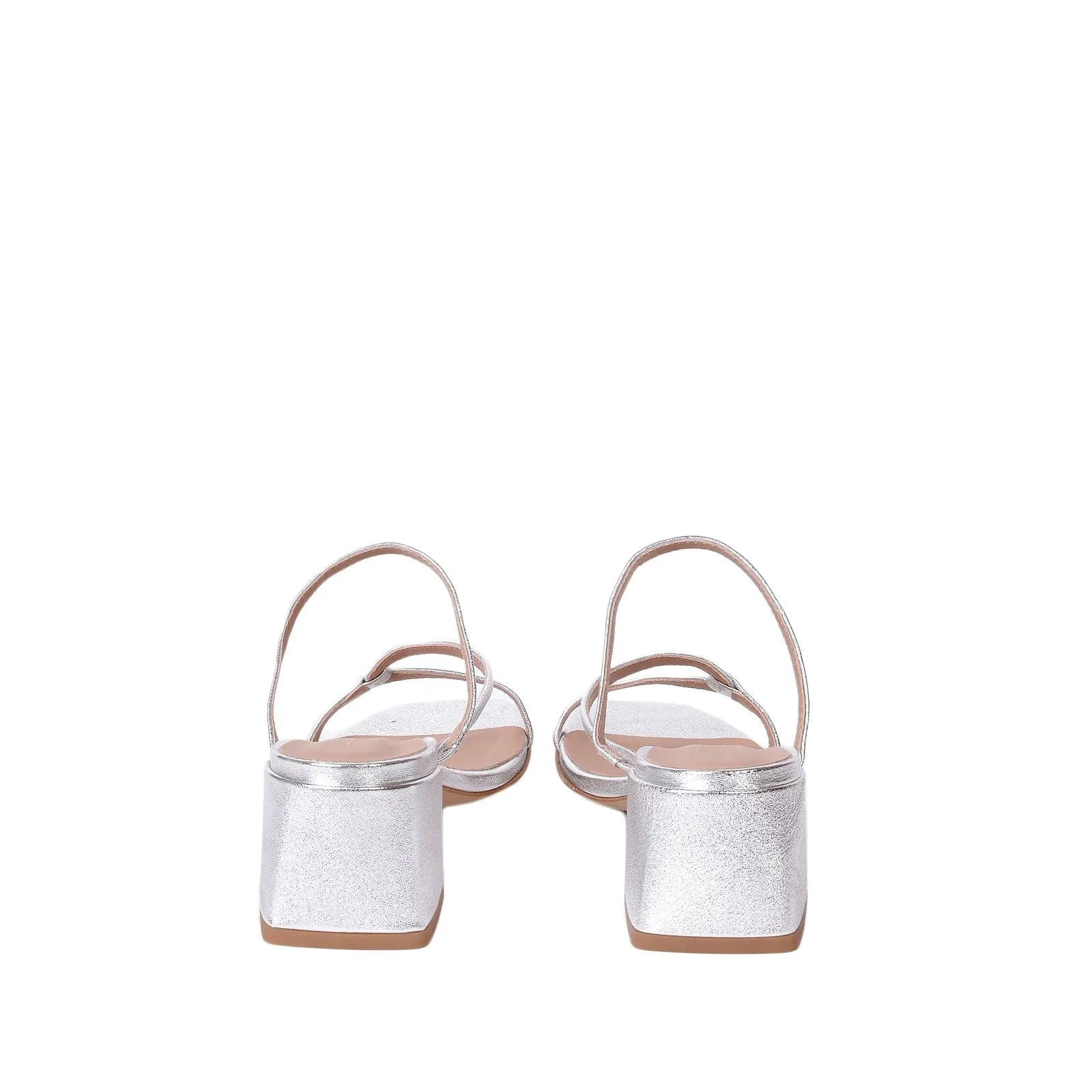 Perla Silver Metallic Leather Sandals