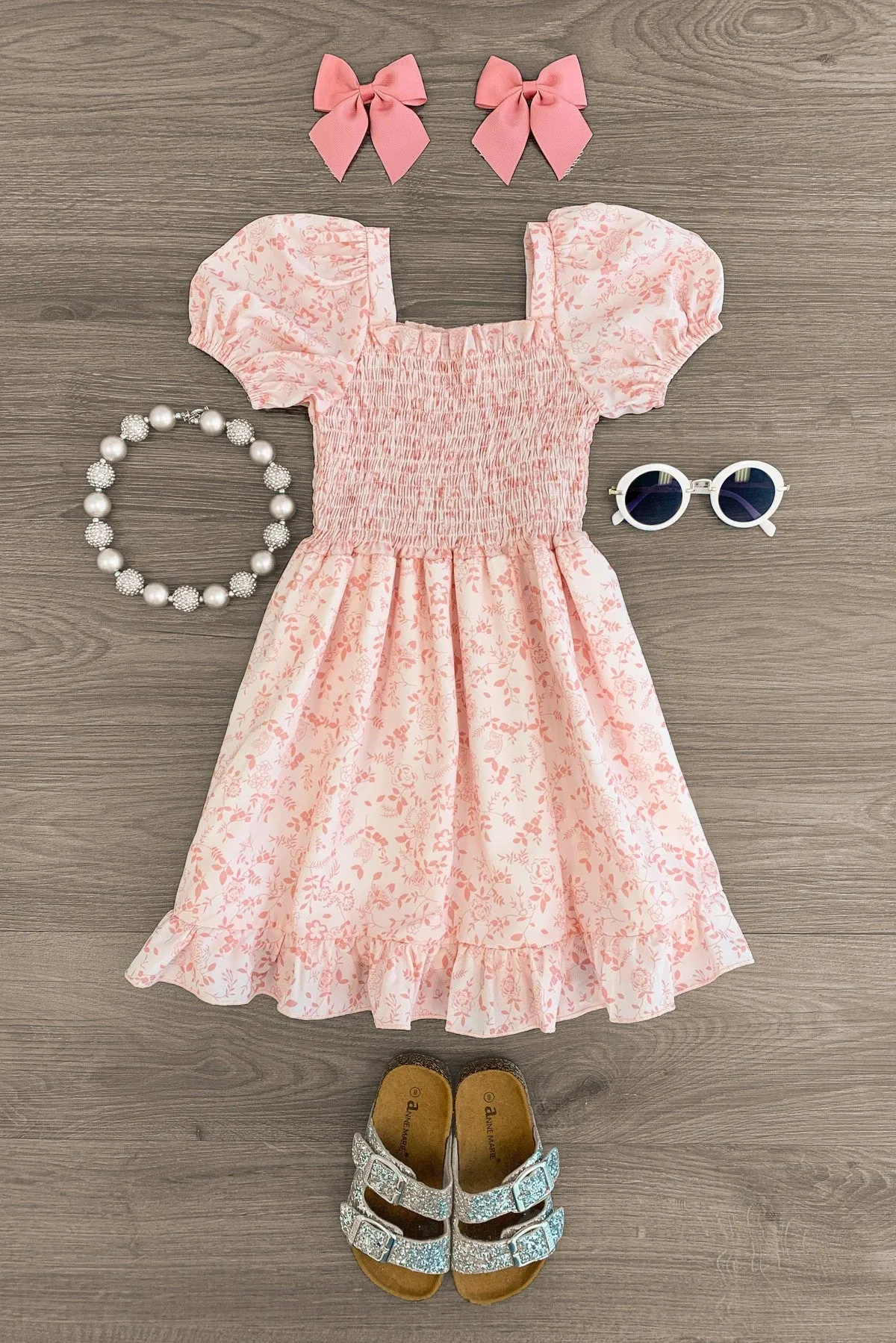 Pink Floral Chiffon Dress