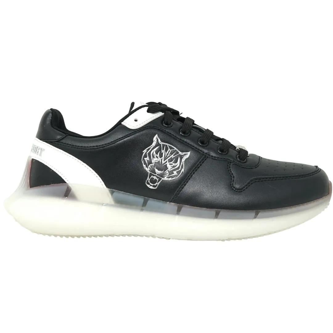 Plein Sport Silver Tiger Logo Black Sneakers