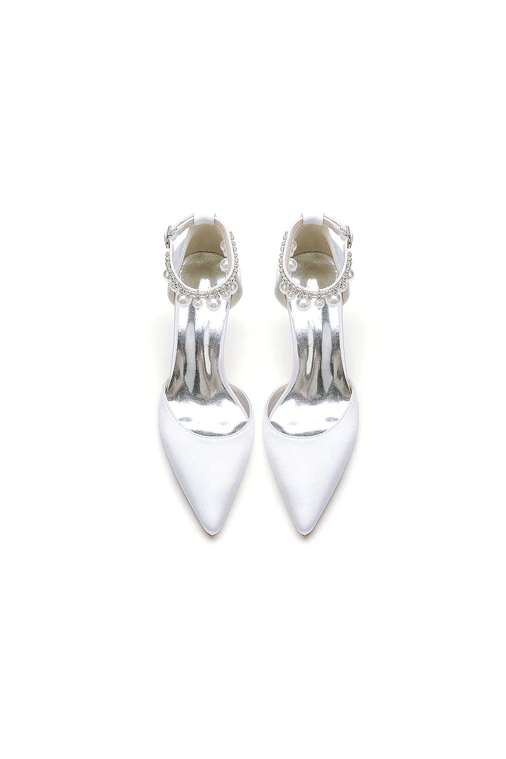 Pointed Toe Wedding Heels with Pearl Tassel