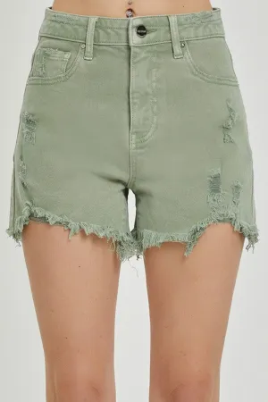 Risen High Rise Distressed Shorts