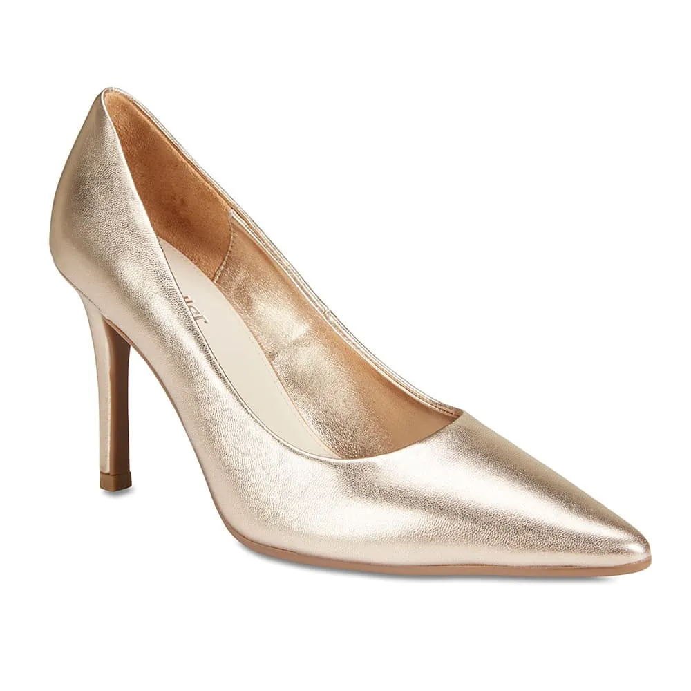 Sally Heel in Gold Metallic Leather