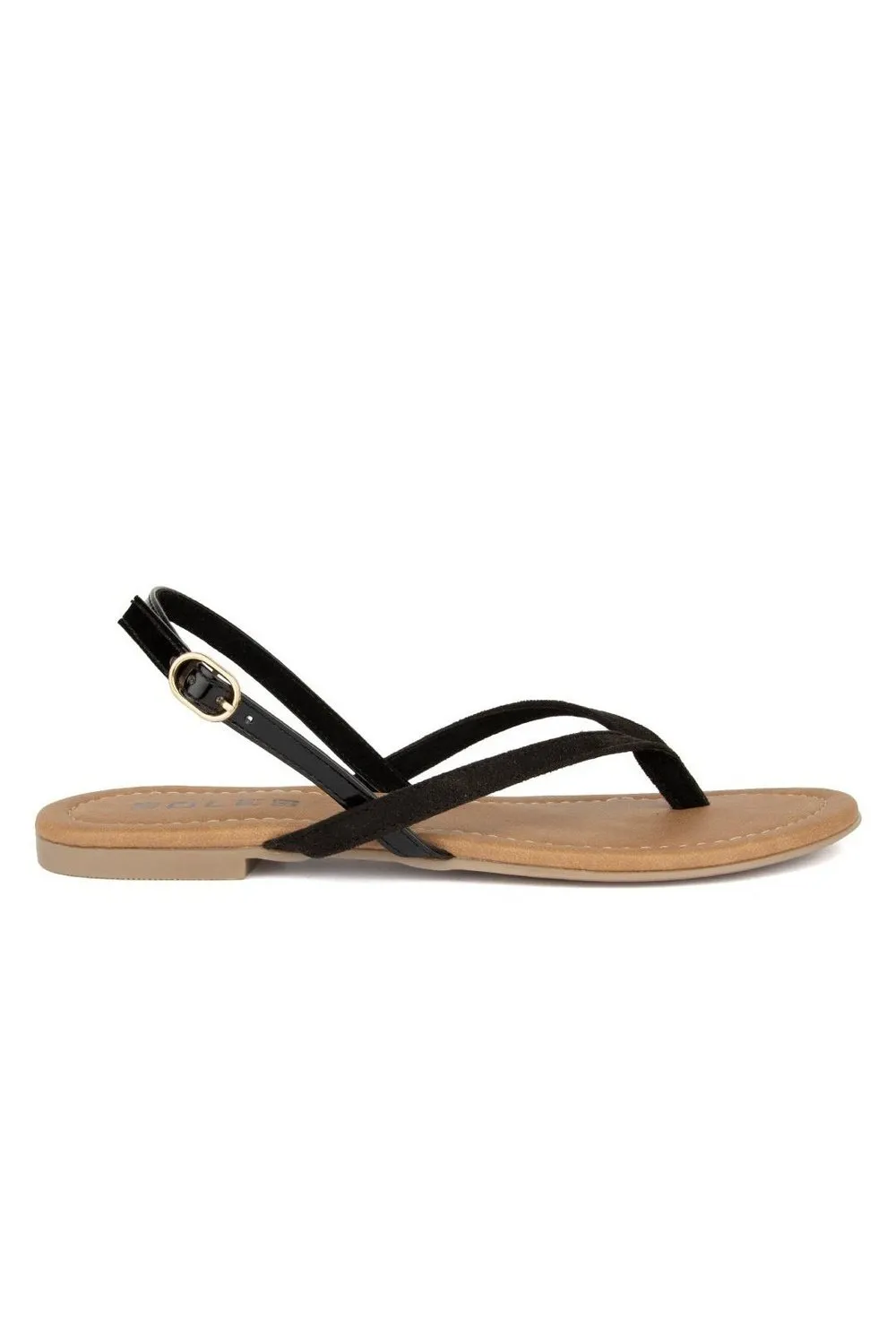 SOLES Classic Black Flat Sandals Open Toe