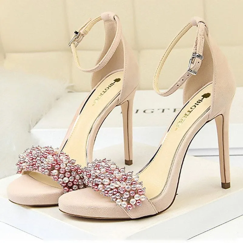 String Bead Super High Elegant Ladies Sexy Heels