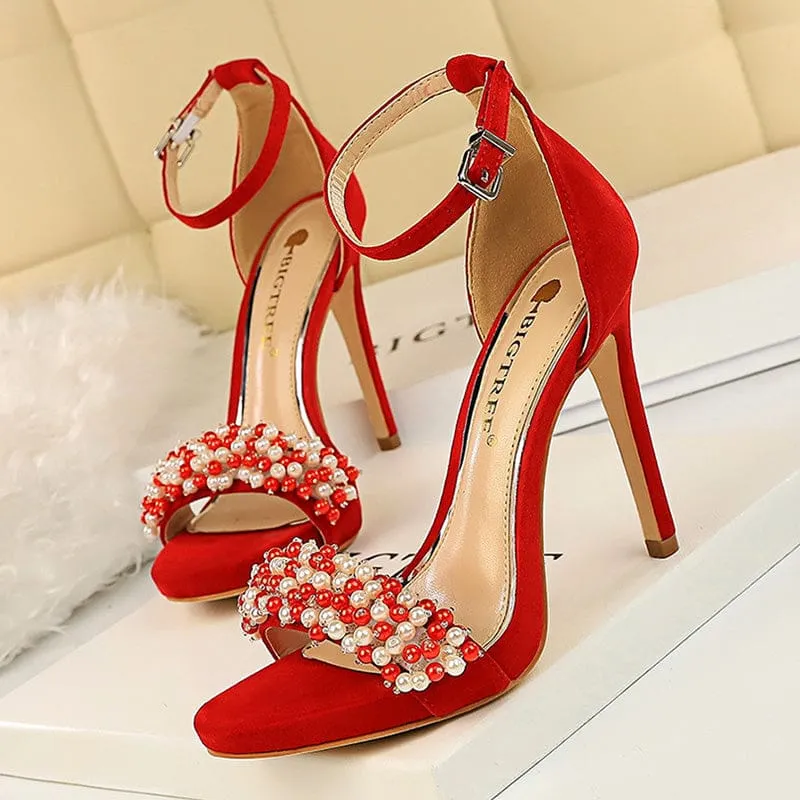 String Bead Super High Elegant Ladies Sexy Heels