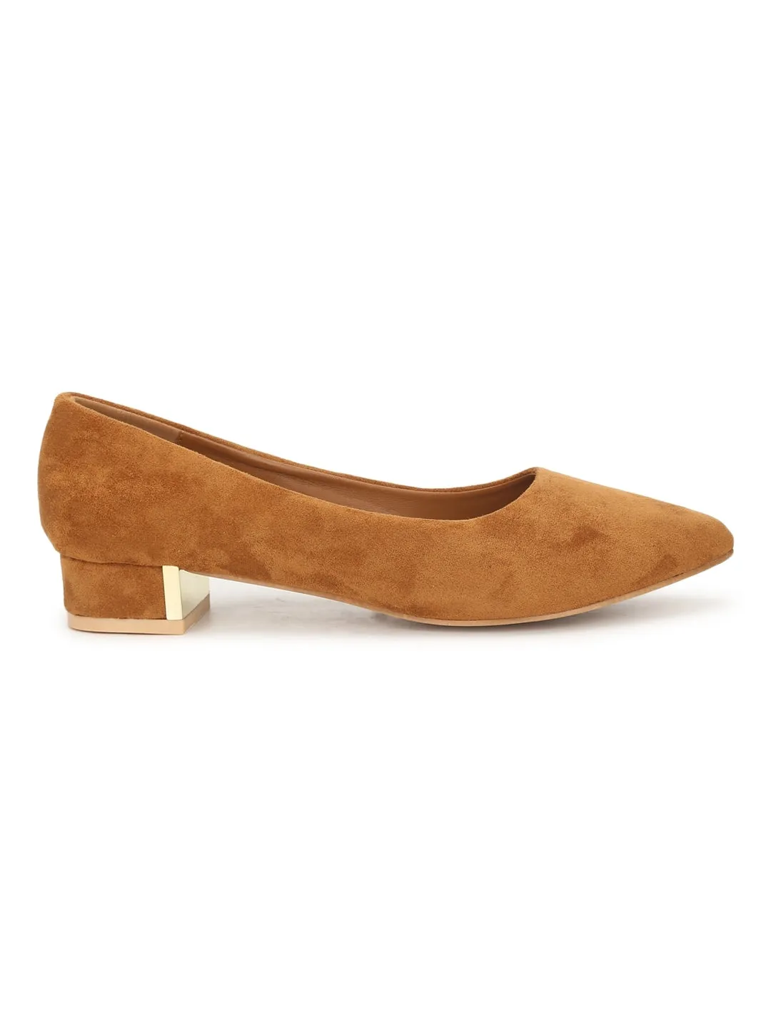 Tan Micro Low Block Heels