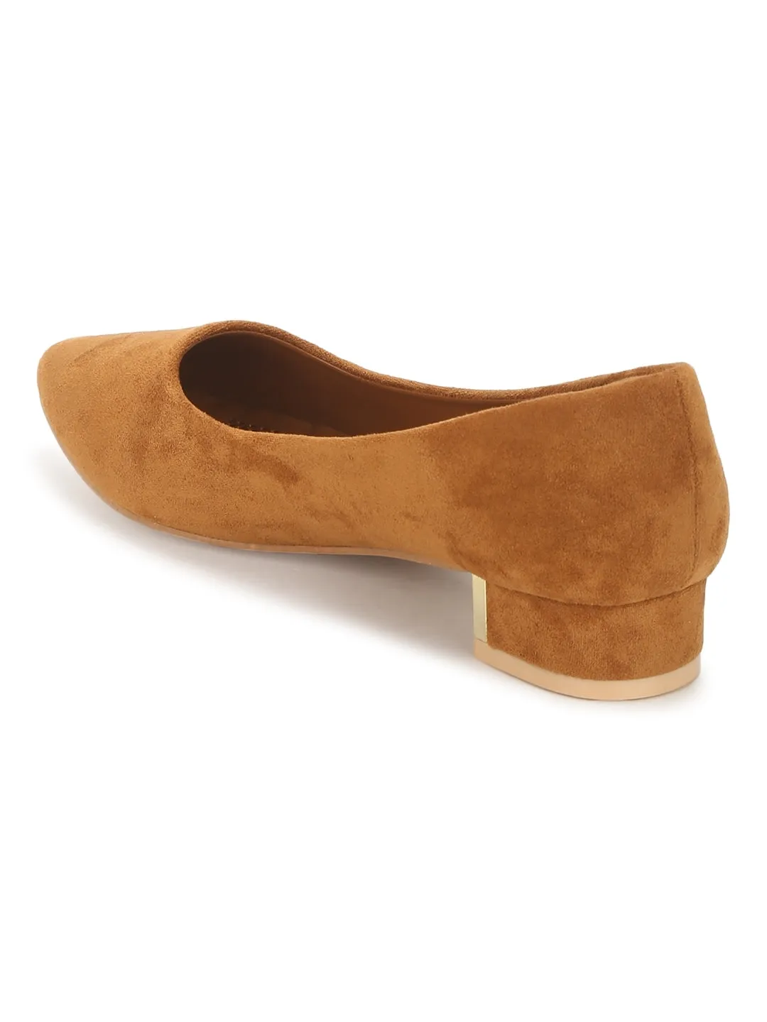 Tan Micro Low Block Heels